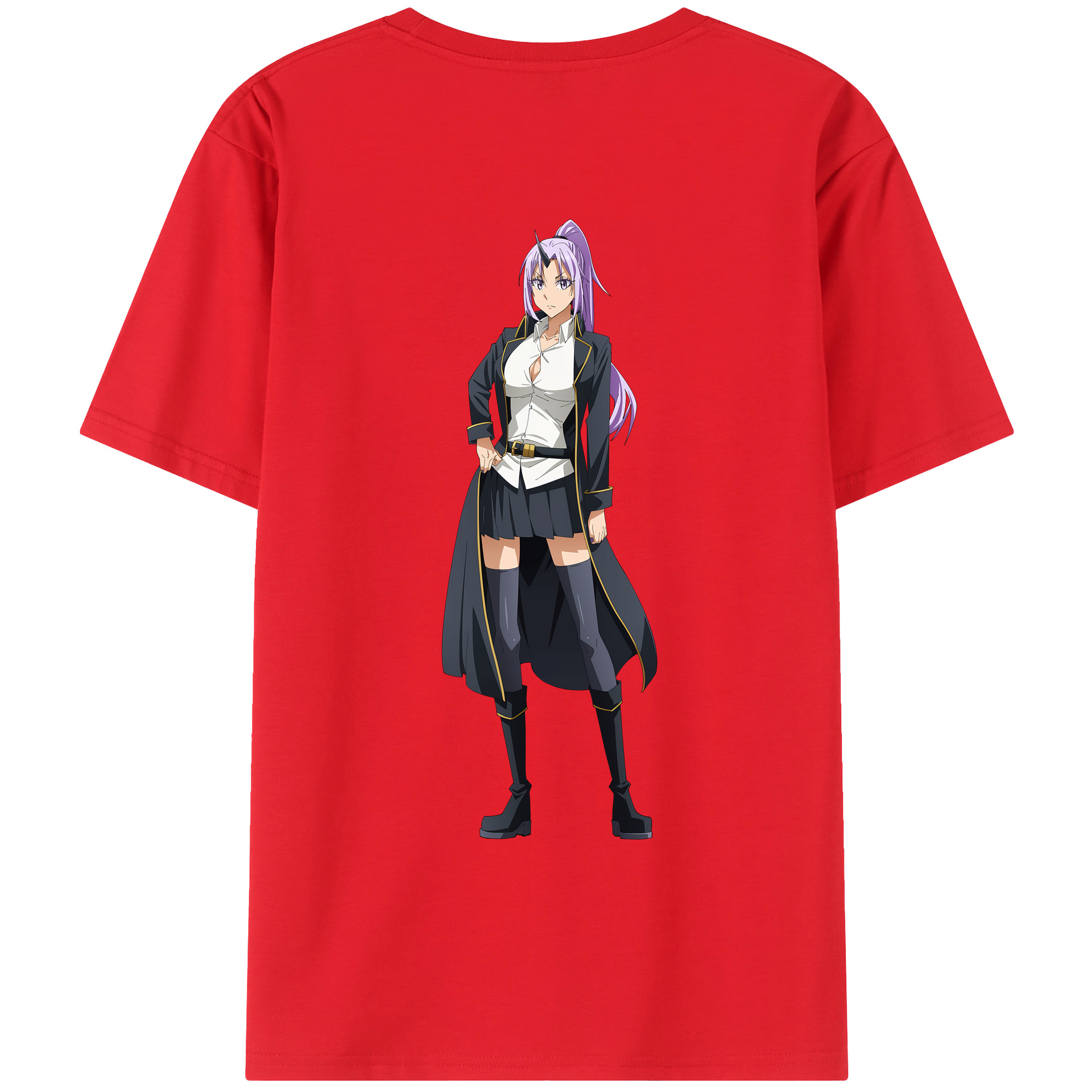 （画像用） 転スラ Regarding Reincarnated to Slime 綿100％ メンズ半袖Tシャツ（バックプリント） 通気性