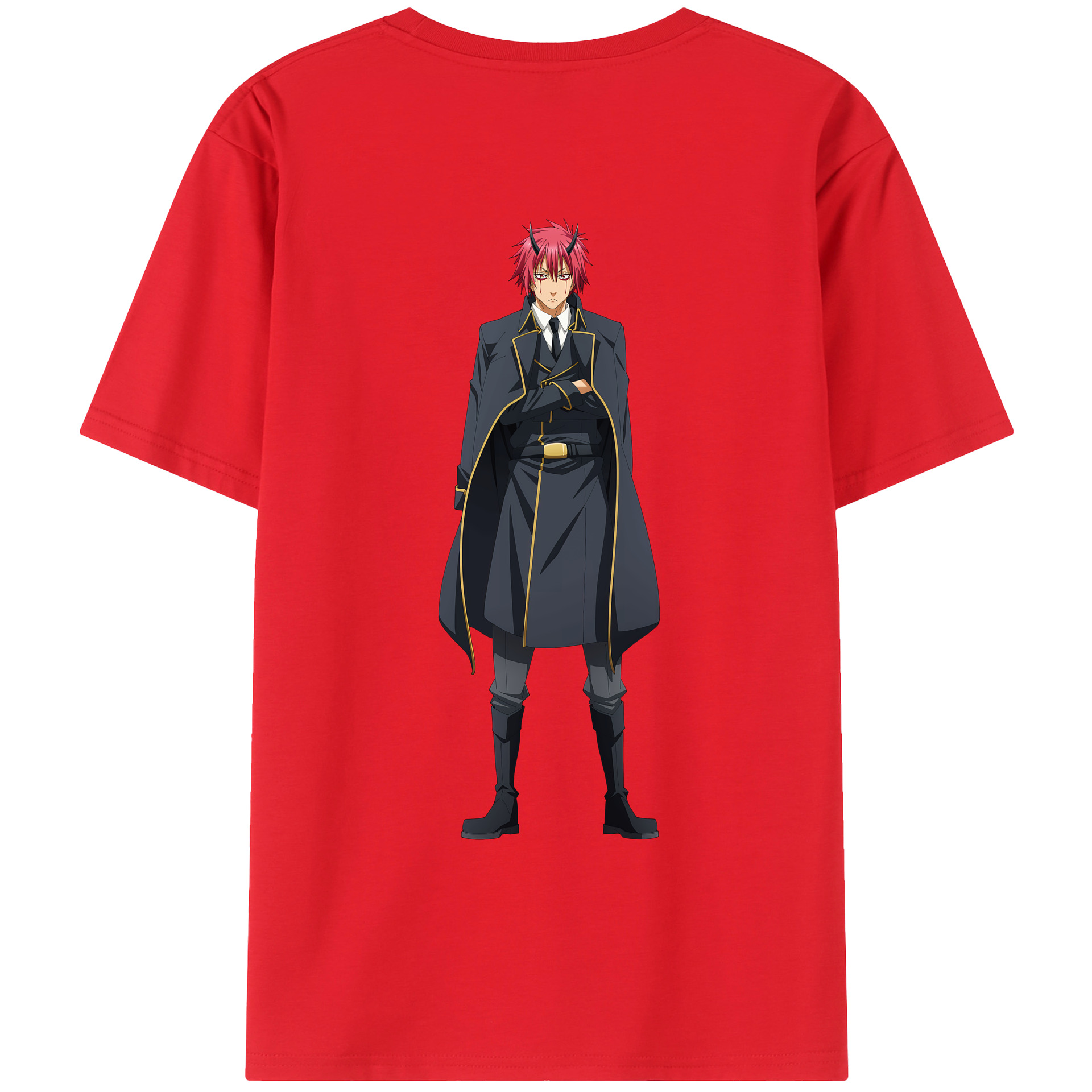 （画像用） 転スラ Regarding Reincarnated to Slime 綿100％ メンズ半袖Tシャツ（バックプリント） 通気性