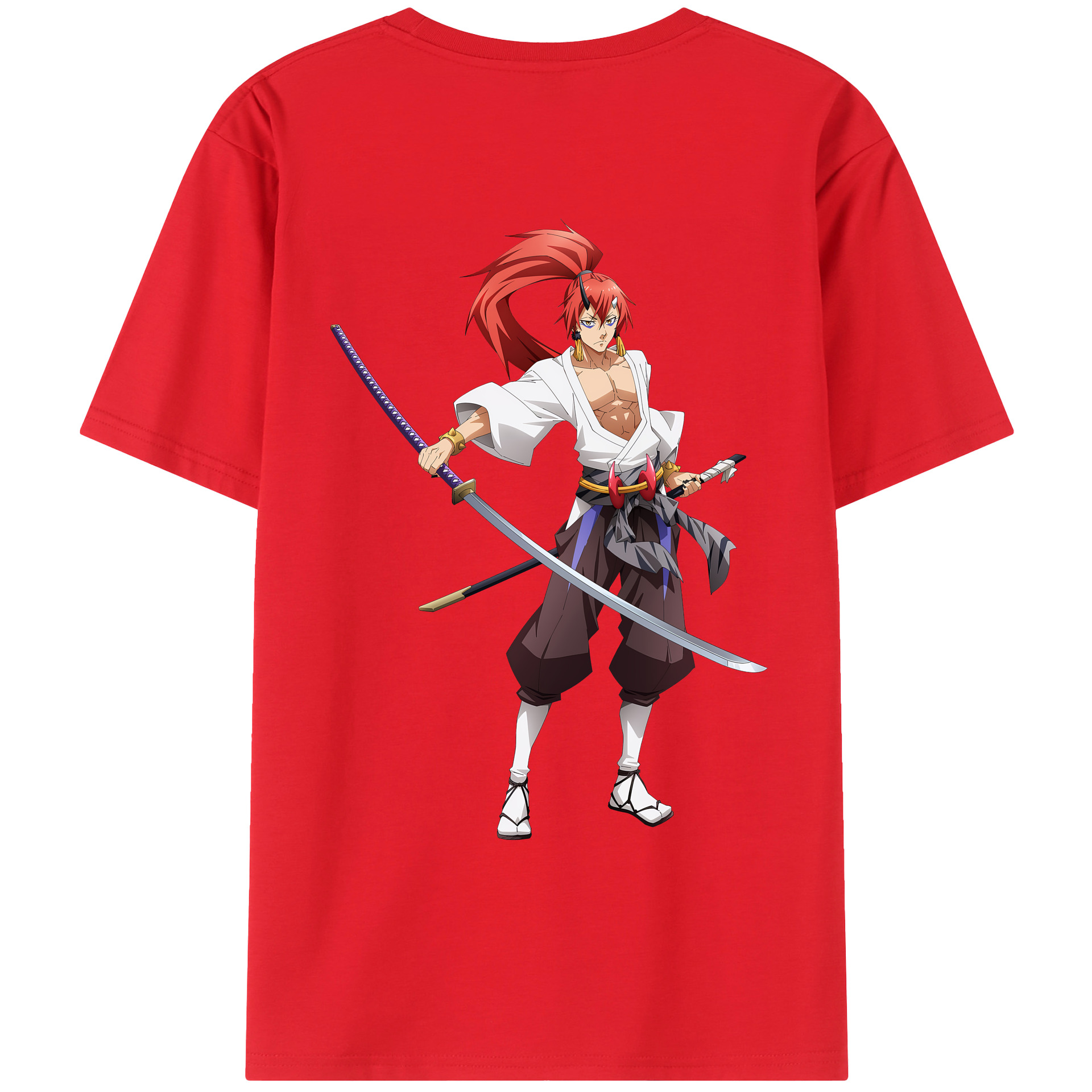 （画像用） 転スラ Regarding Reincarnated to Slime 綿100％ メンズ半袖Tシャツ（バックプリント） 通気性