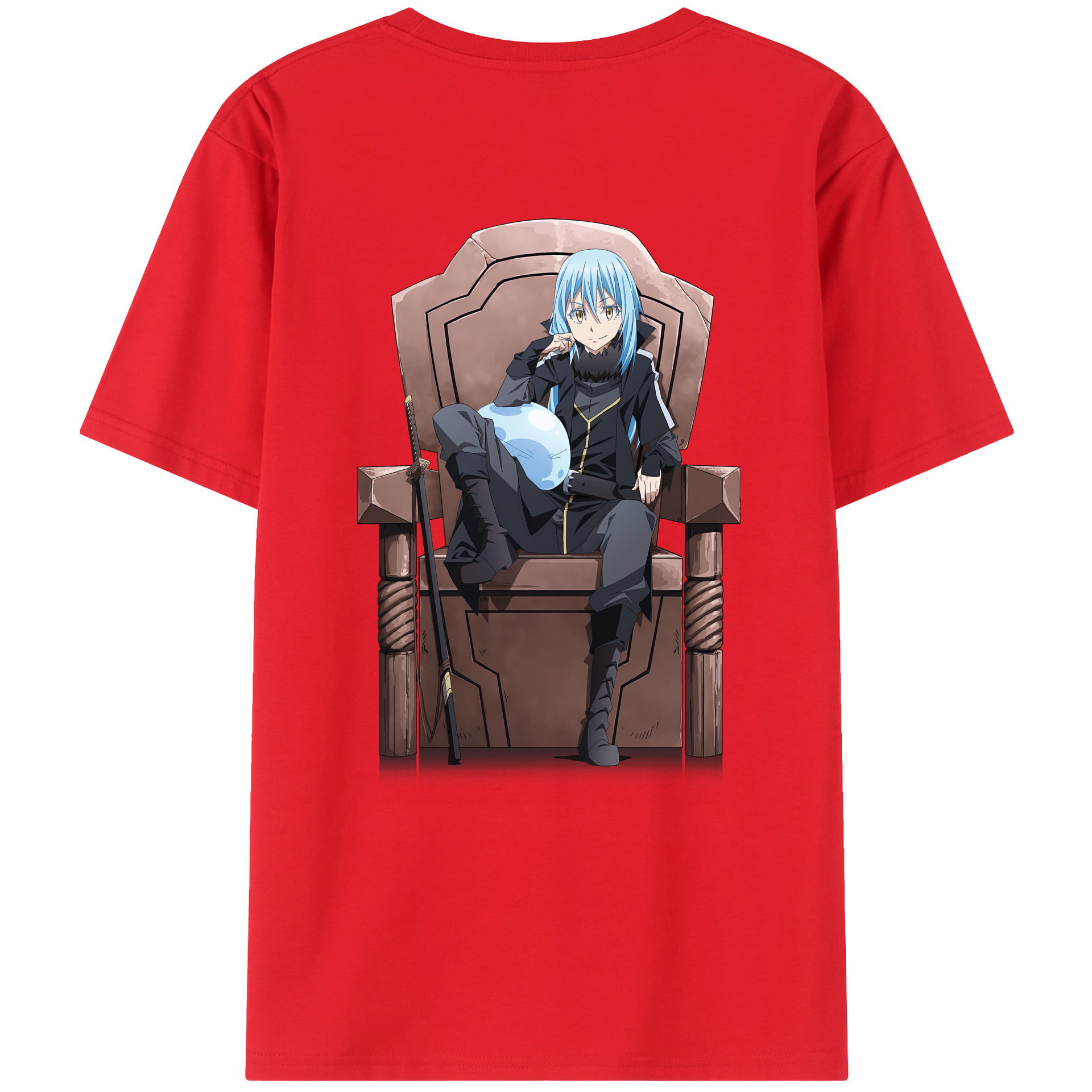 （画像用） 転スラ Regarding Reincarnated to Slime 綿100％ メンズ半袖Tシャツ（バックプリント） 通気性