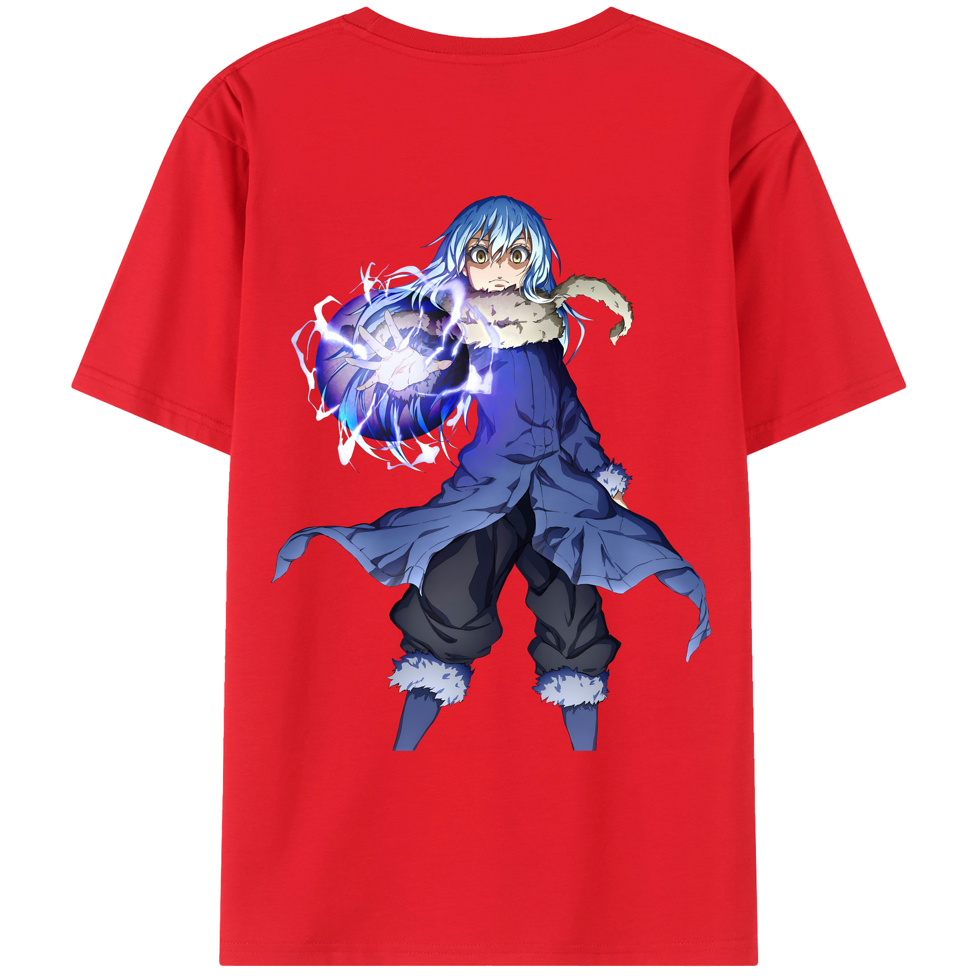 （画像用） 転スラ Regarding Reincarnated to Slime 綿100％ メンズ半袖Tシャツ（バックプリント） 通気性