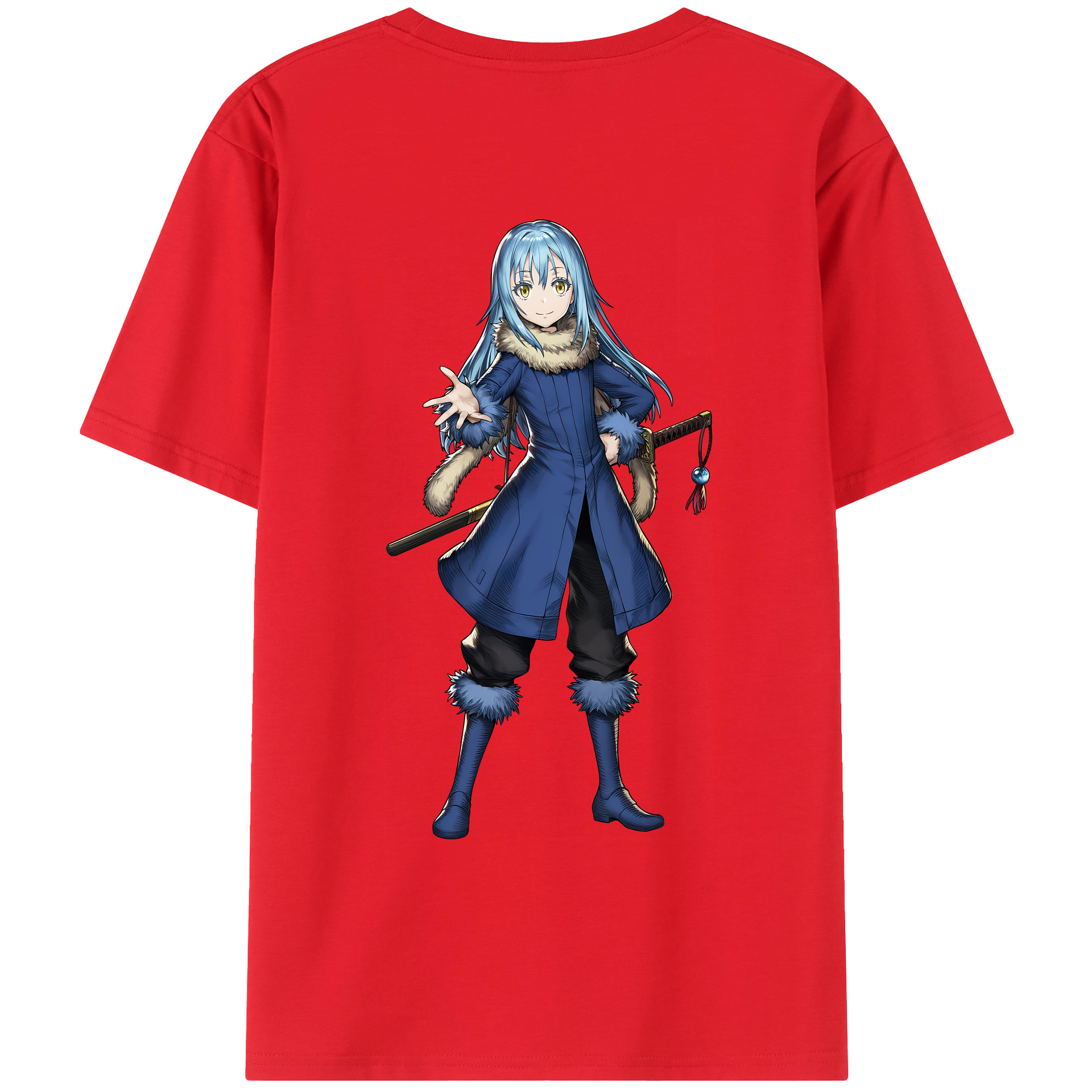 （画像用） 転スラ Regarding Reincarnated to Slime 綿100％ メンズ半袖Tシャツ（バックプリント） 通気性