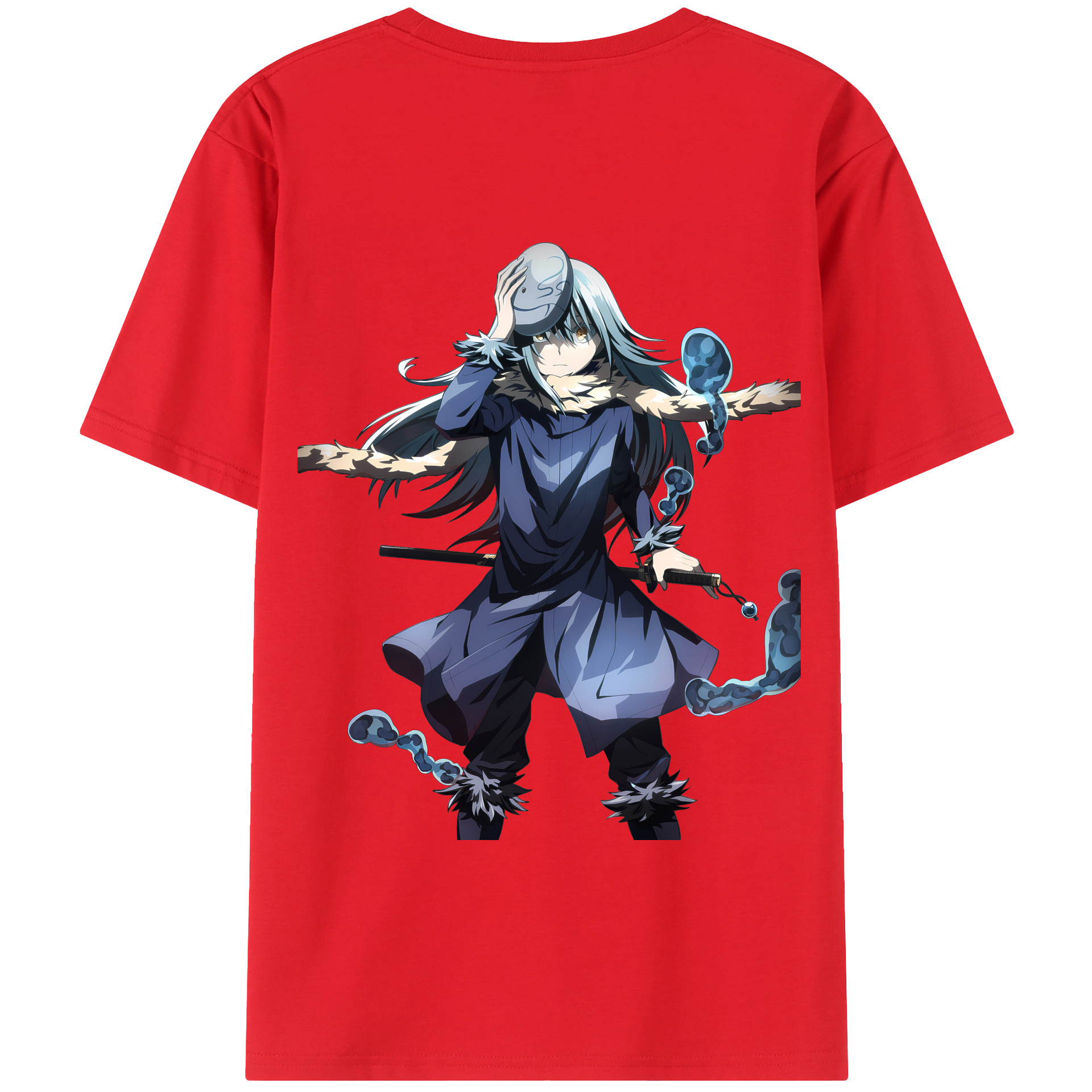 （画像用） 転スラ Regarding Reincarnated to Slime 綿100％ メンズ半袖Tシャツ（バックプリント） 通気性