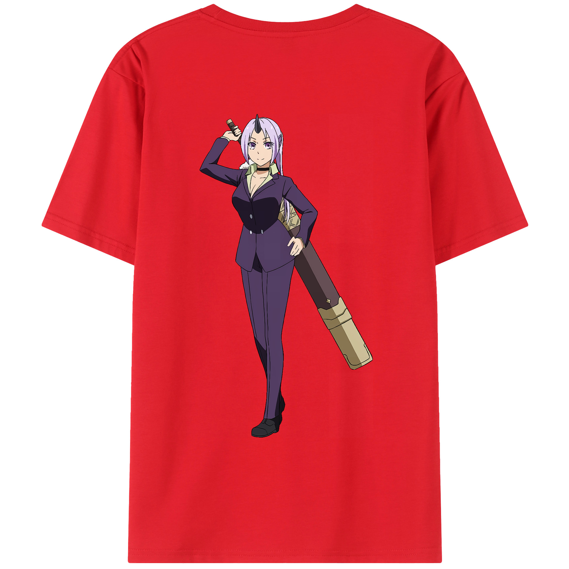 （画像用） 転スラ Regarding Reincarnated to Slime 綿100％ メンズ半袖Tシャツ（バックプリント） 通気性