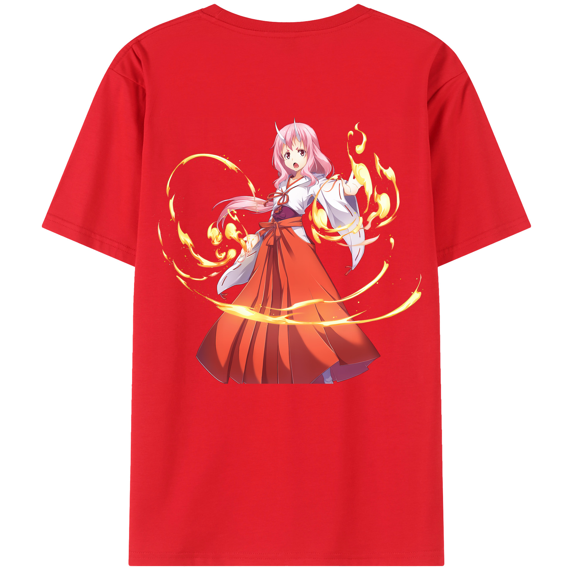（画像用） 転スラ Regarding Reincarnated to Slime 綿100％ メンズ半袖Tシャツ（バックプリント） 通気性