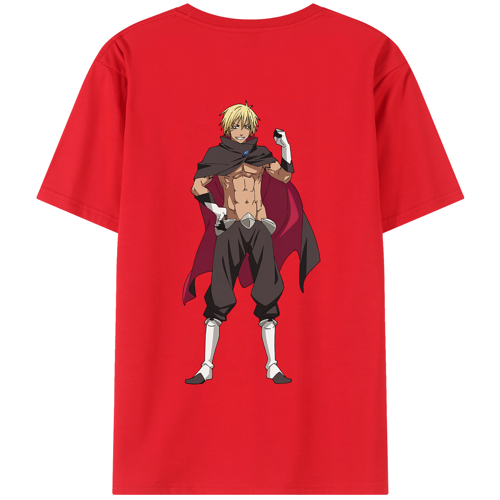 （画像用） 転スラ Regarding Reincarnated to Slime 綿100％ メンズ半袖Tシャツ（バックプリント） 通気性