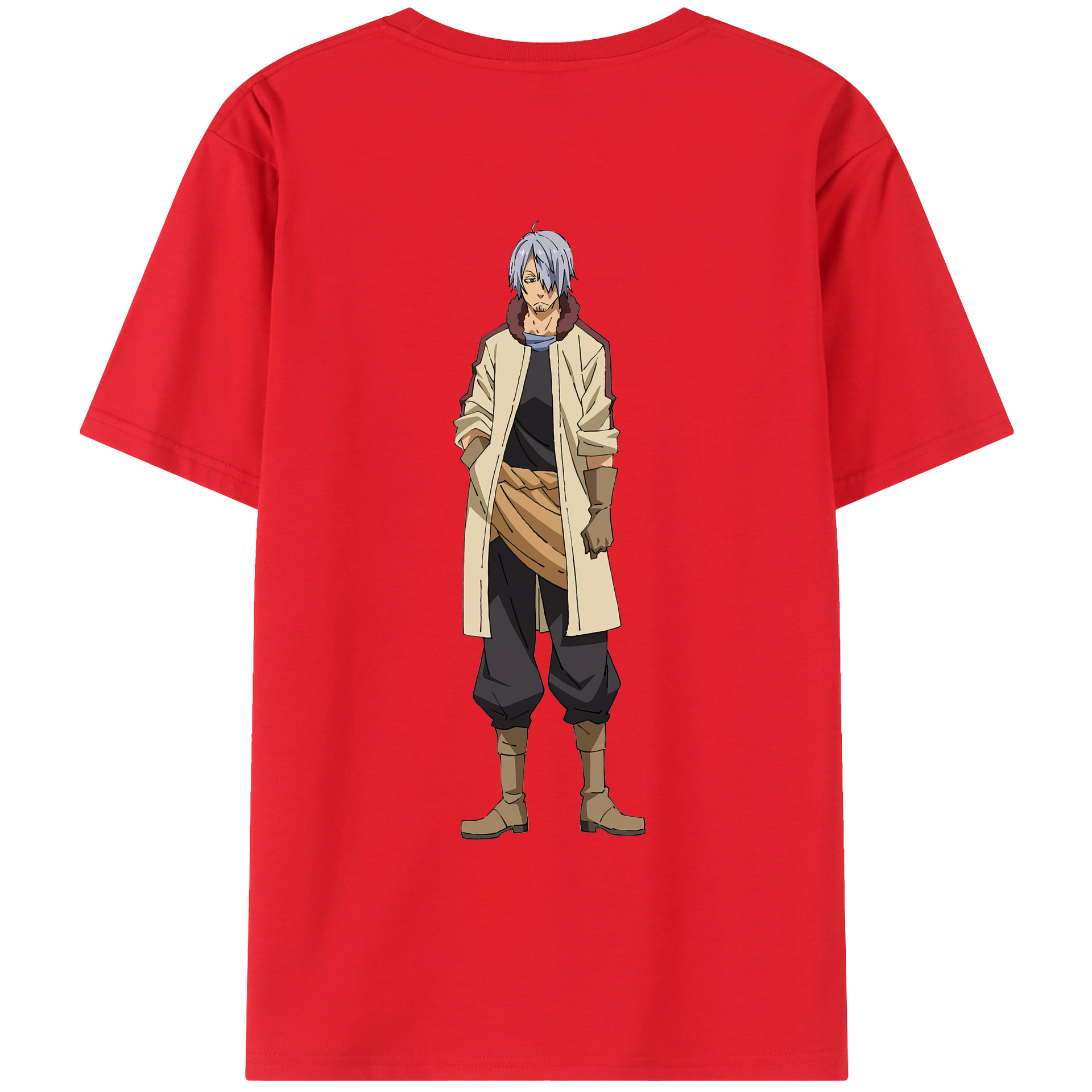 （画像用） 転スラ Regarding Reincarnated to Slime 綿100％ メンズ半袖Tシャツ（バックプリント） 通気性