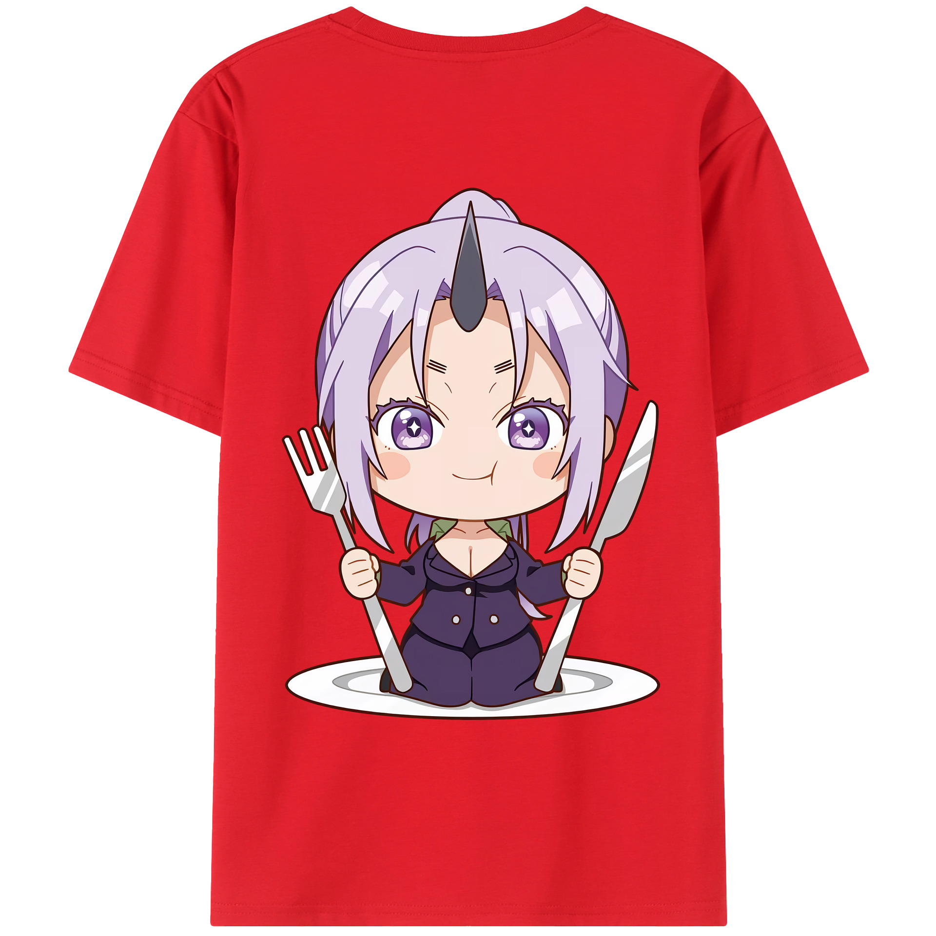 （画像用） 転スラ Regarding Reincarnated to Slime 綿100％ メンズ半袖Tシャツ（バックプリント） 通気性