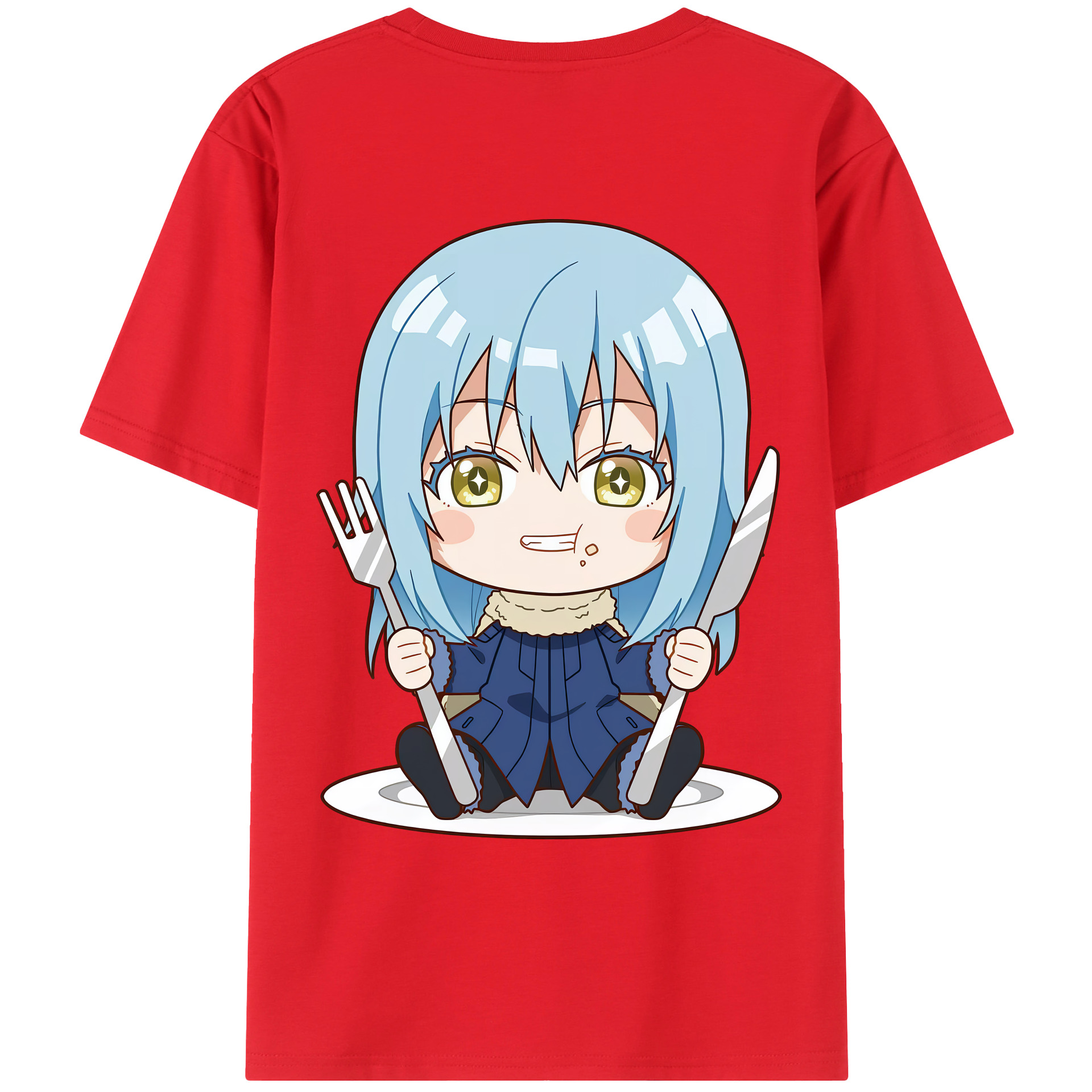 （画像用） 転スラ Regarding Reincarnated to Slime 綿100％ メンズ半袖Tシャツ（バックプリント） 通気性