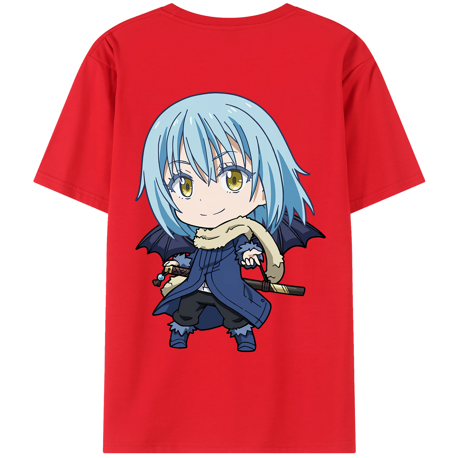 （画像用） 転スラ Regarding Reincarnated to Slime 綿100％ メンズ半袖Tシャツ（バックプリント） 通気性