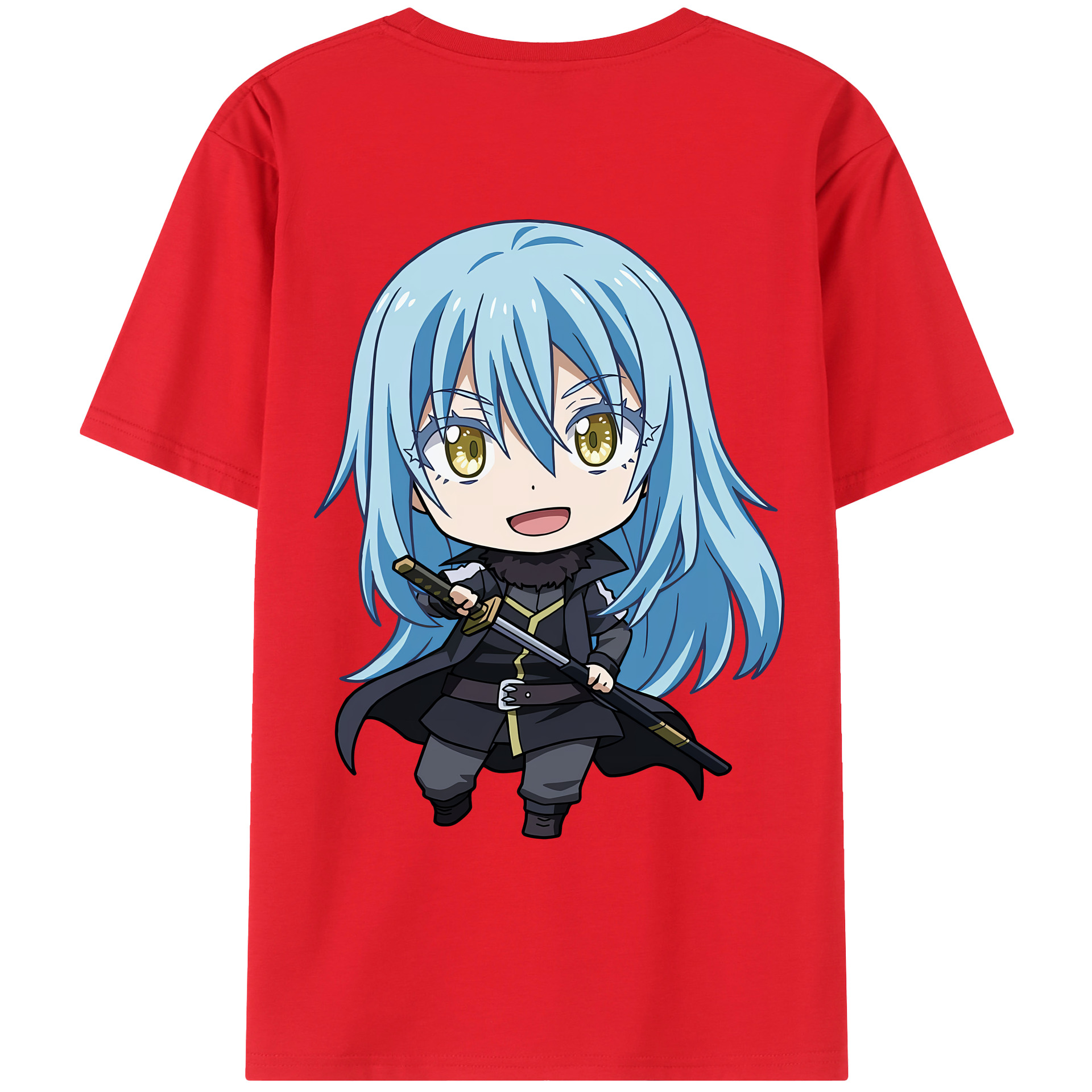 （画像用） 転スラ Regarding Reincarnated to Slime 綿100％ メンズ半袖Tシャツ（バックプリント） 通気性