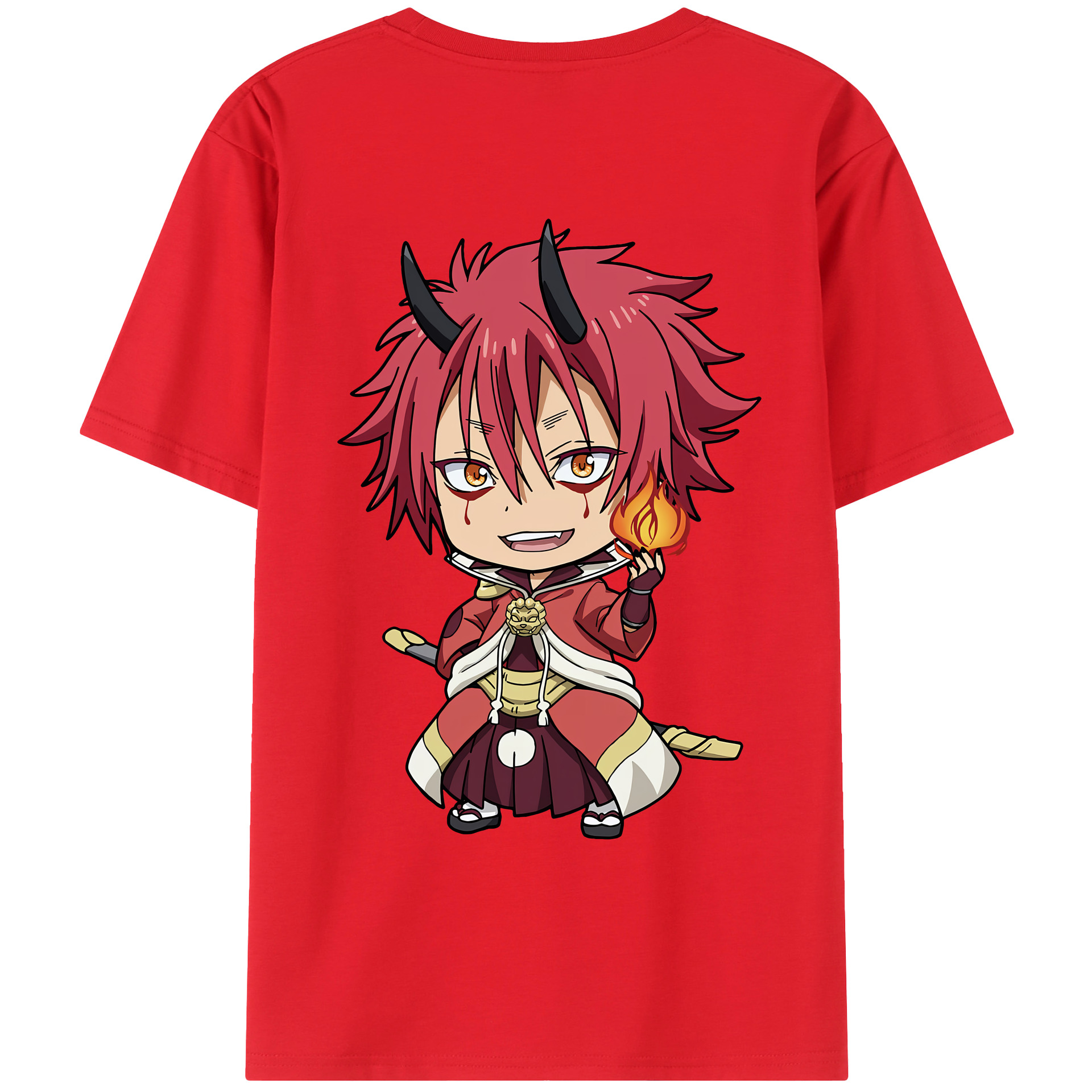 （画像用） 転スラ Regarding Reincarnated to Slime 綿100％ メンズ半袖Tシャツ（バックプリント） 通気性