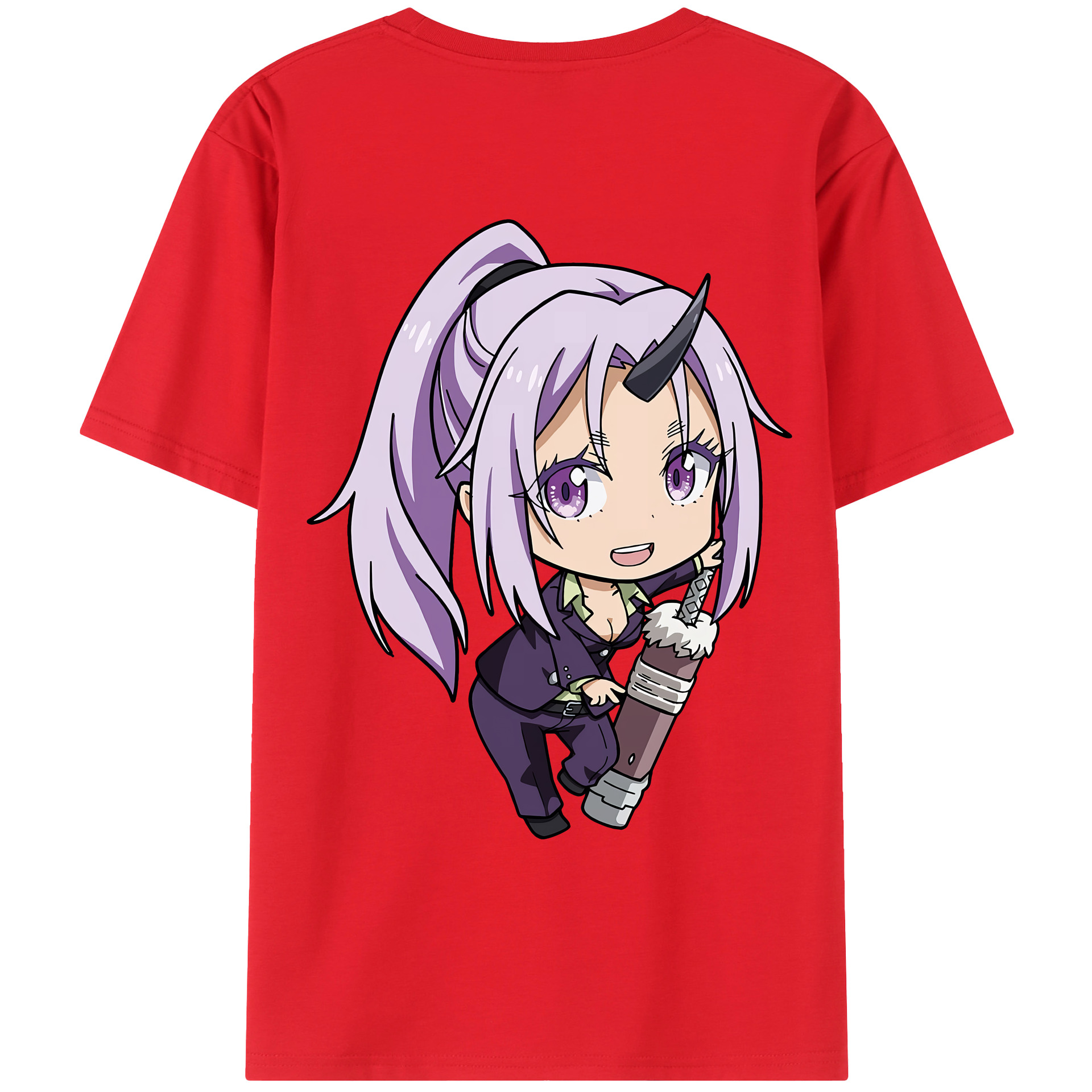 （画像用） 転スラ Regarding Reincarnated to Slime 綿100％ メンズ半袖Tシャツ（バックプリント） 通気性