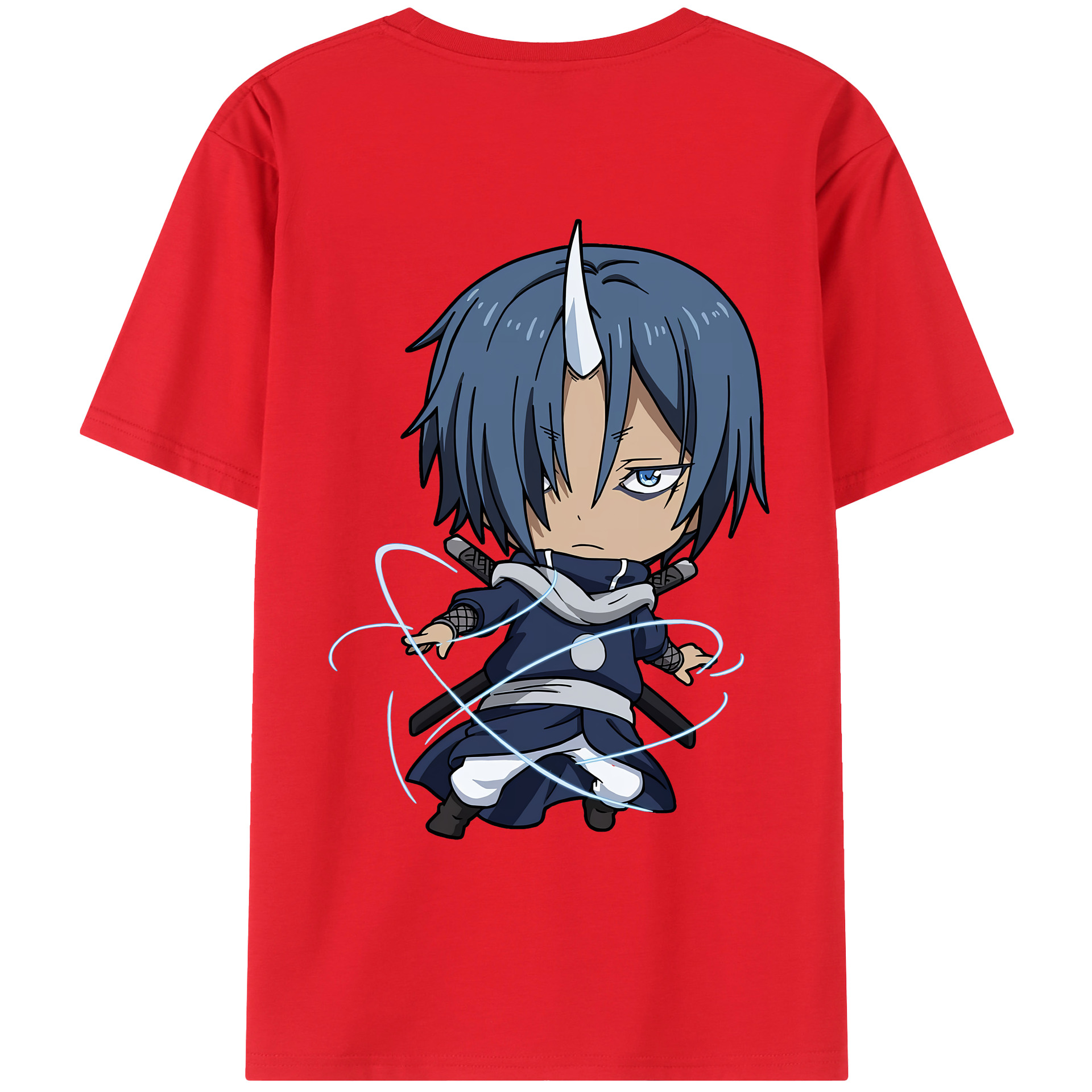 （画像用） 転スラ Regarding Reincarnated to Slime 綿100％ メンズ半袖Tシャツ（バックプリント） 通気性