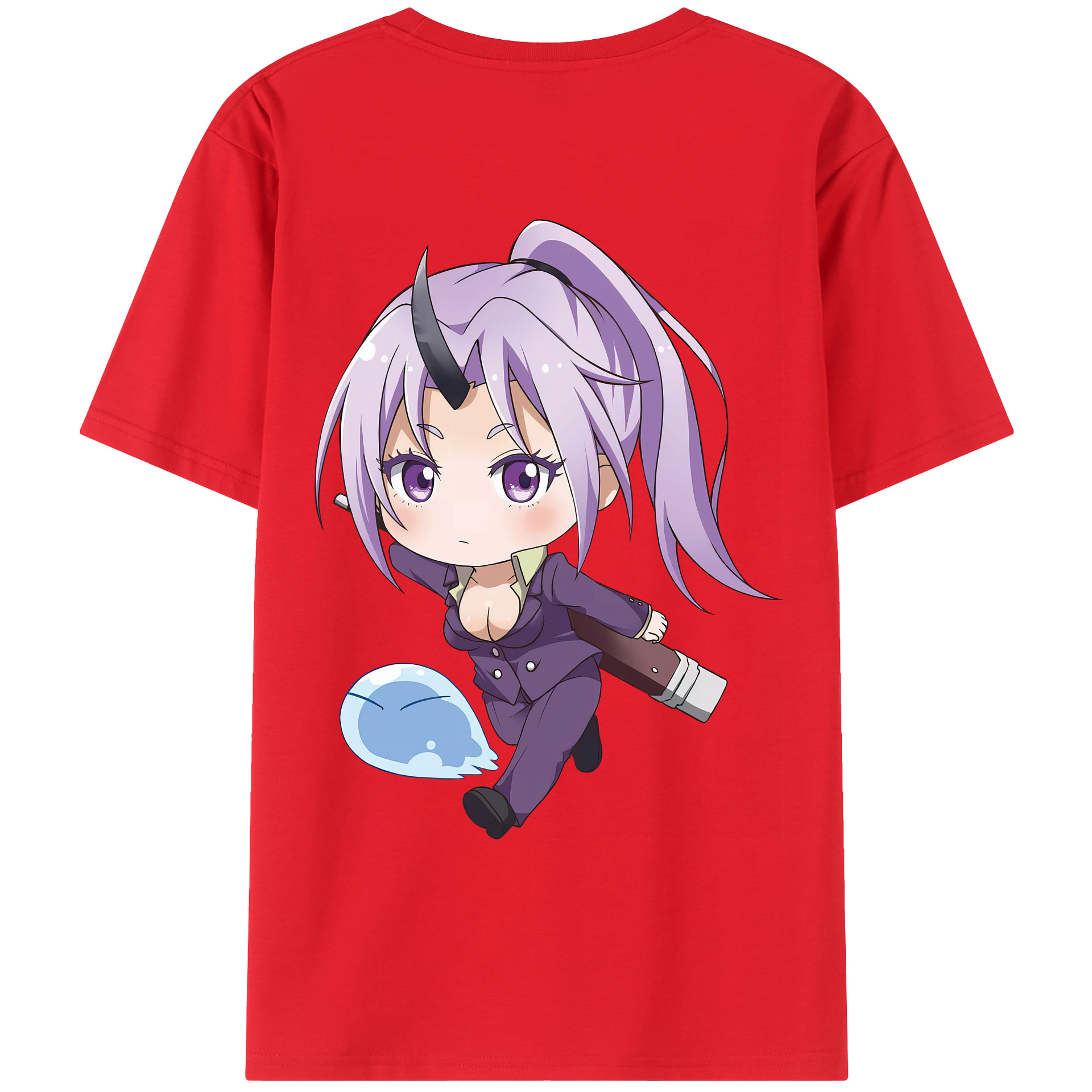 （画像用） 転スラ Regarding Reincarnated to Slime 綿100％ メンズ半袖Tシャツ（バックプリント） 通気性