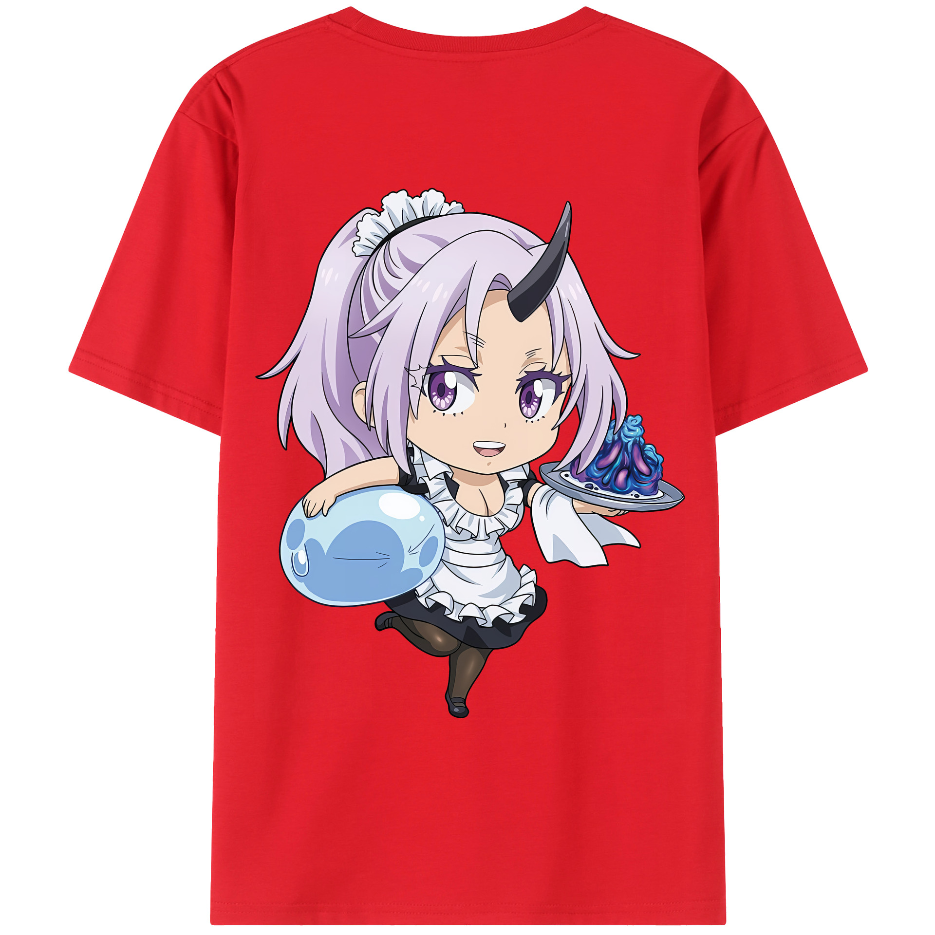 （画像用） 転スラ Regarding Reincarnated to Slime 綿100％ メンズ半袖Tシャツ（バックプリント） 通気性