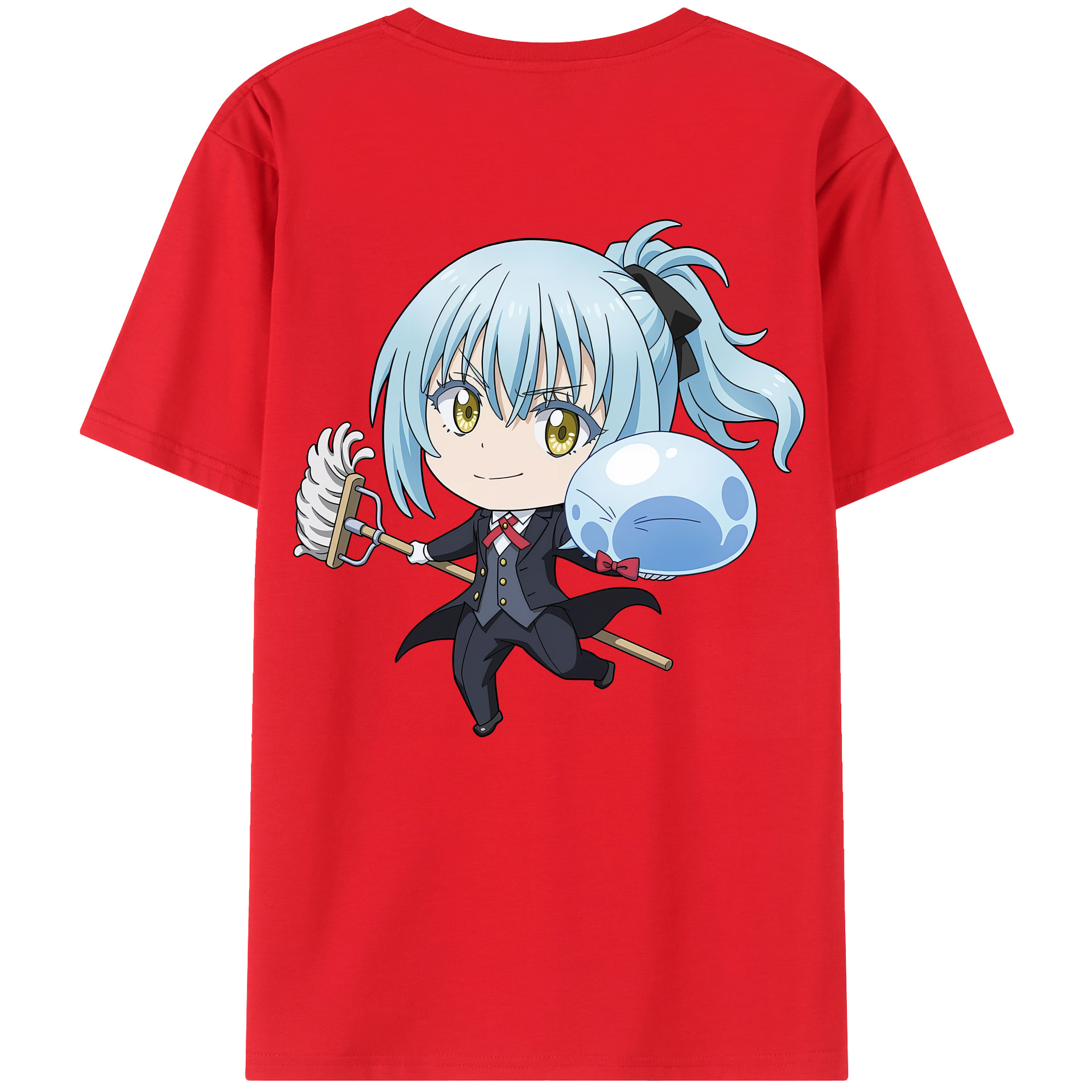 （画像用） 転スラ Regarding Reincarnated to Slime 綿100％ メンズ半袖Tシャツ（バックプリント） 通気性