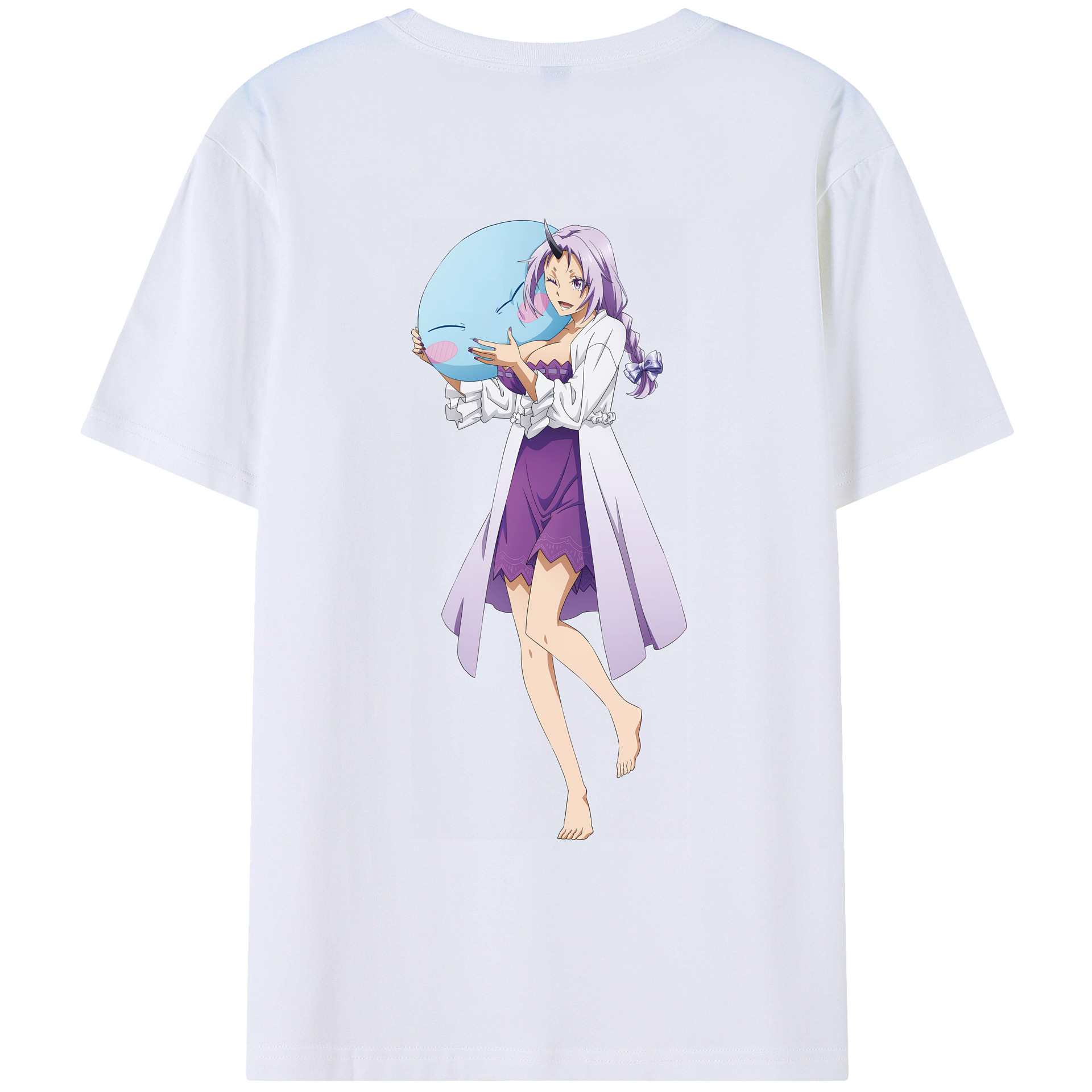 （画像用） 転スラ Regarding Reincarnated to Slime 綿100％ メンズ半袖Tシャツ（バックプリント） 通気性