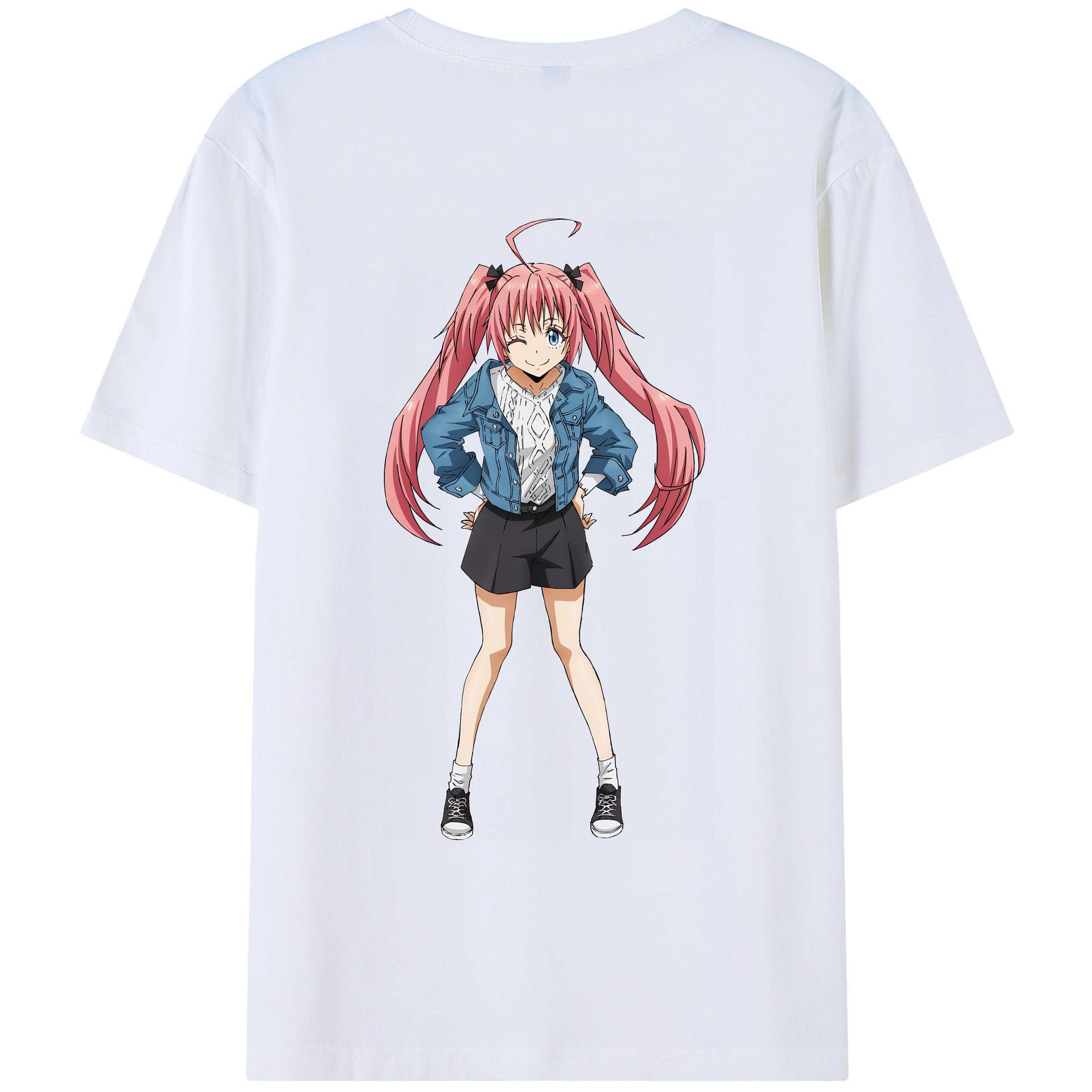 （画像用） 転スラ Regarding Reincarnated to Slime 綿100％ メンズ半袖Tシャツ（バックプリント） 通気性