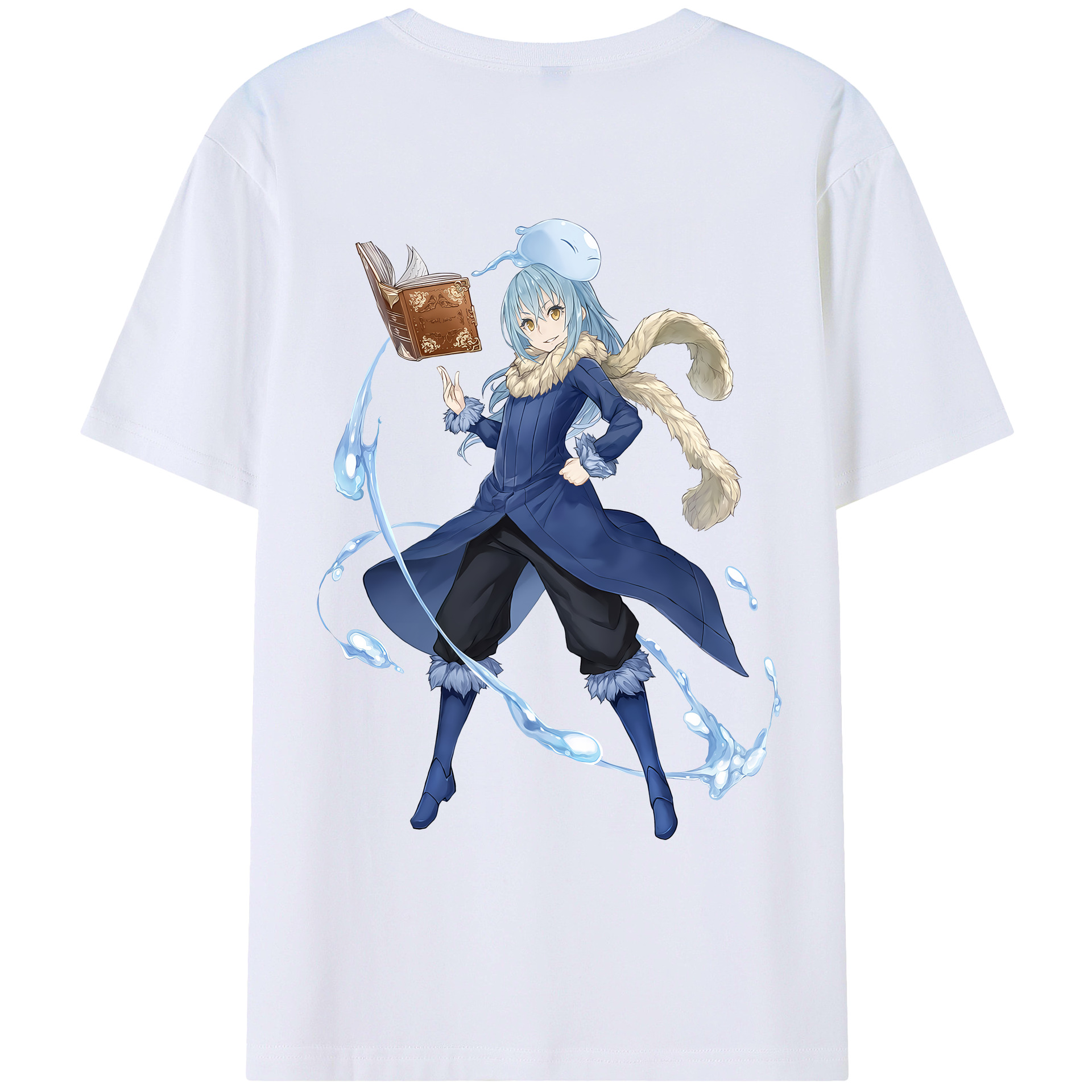 （画像用） 転スラ Regarding Reincarnated to Slime 綿100％ メンズ半袖Tシャツ（バックプリント） 通気性