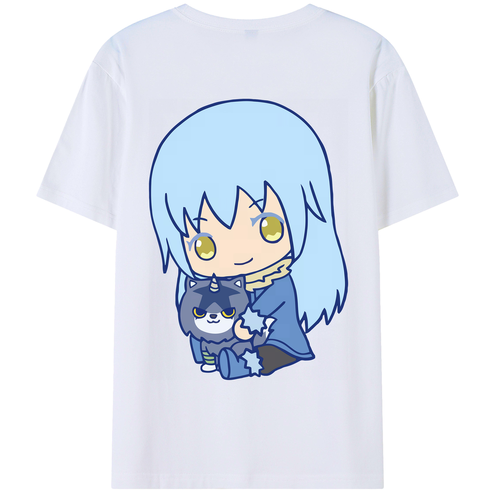 （画像用） 転スラ Regarding Reincarnated to Slime 綿100％ メンズ半袖Tシャツ（バックプリント） 通気性