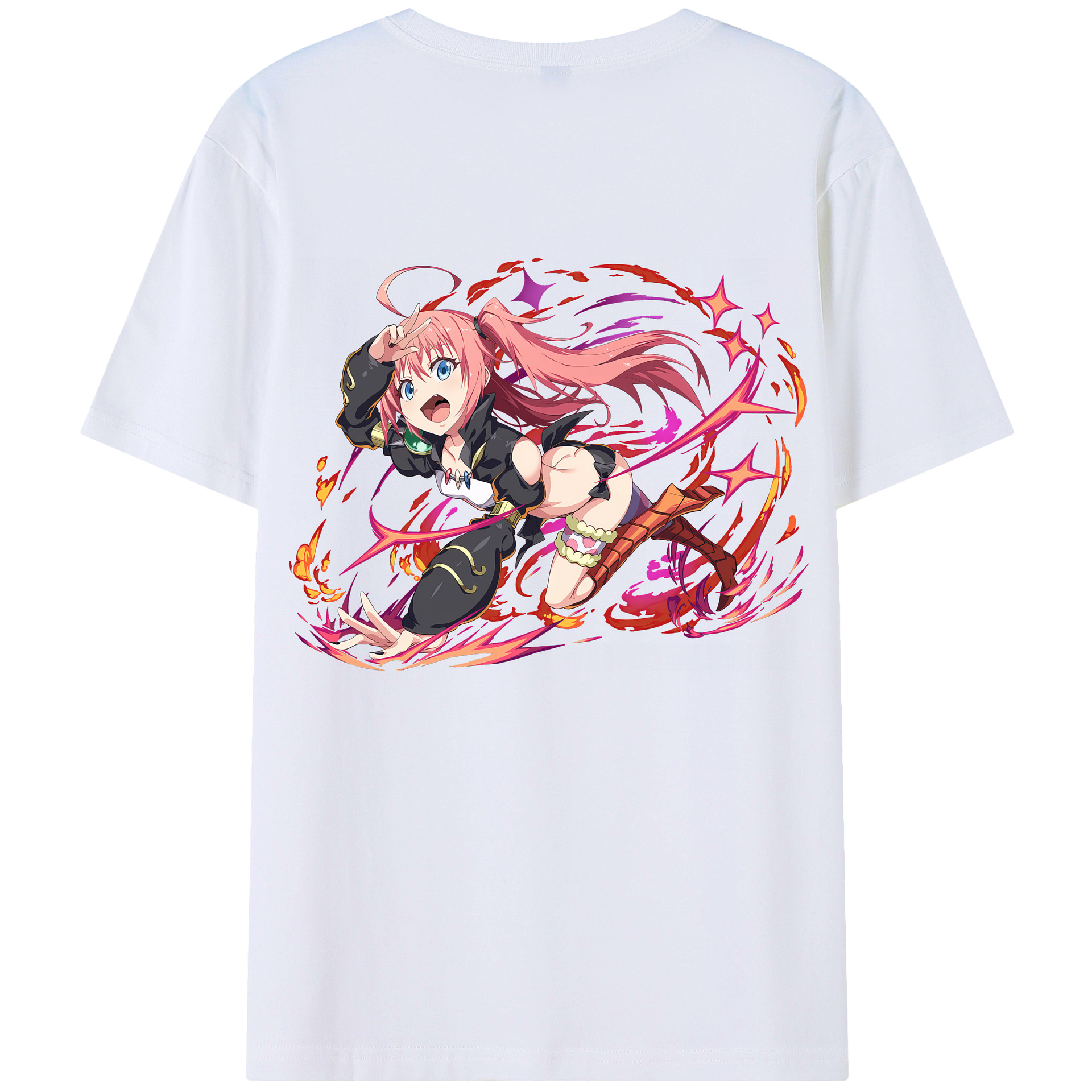 （画像用） 転スラ Regarding Reincarnated to Slime 綿100％ メンズ半袖Tシャツ（バックプリント） 通気性