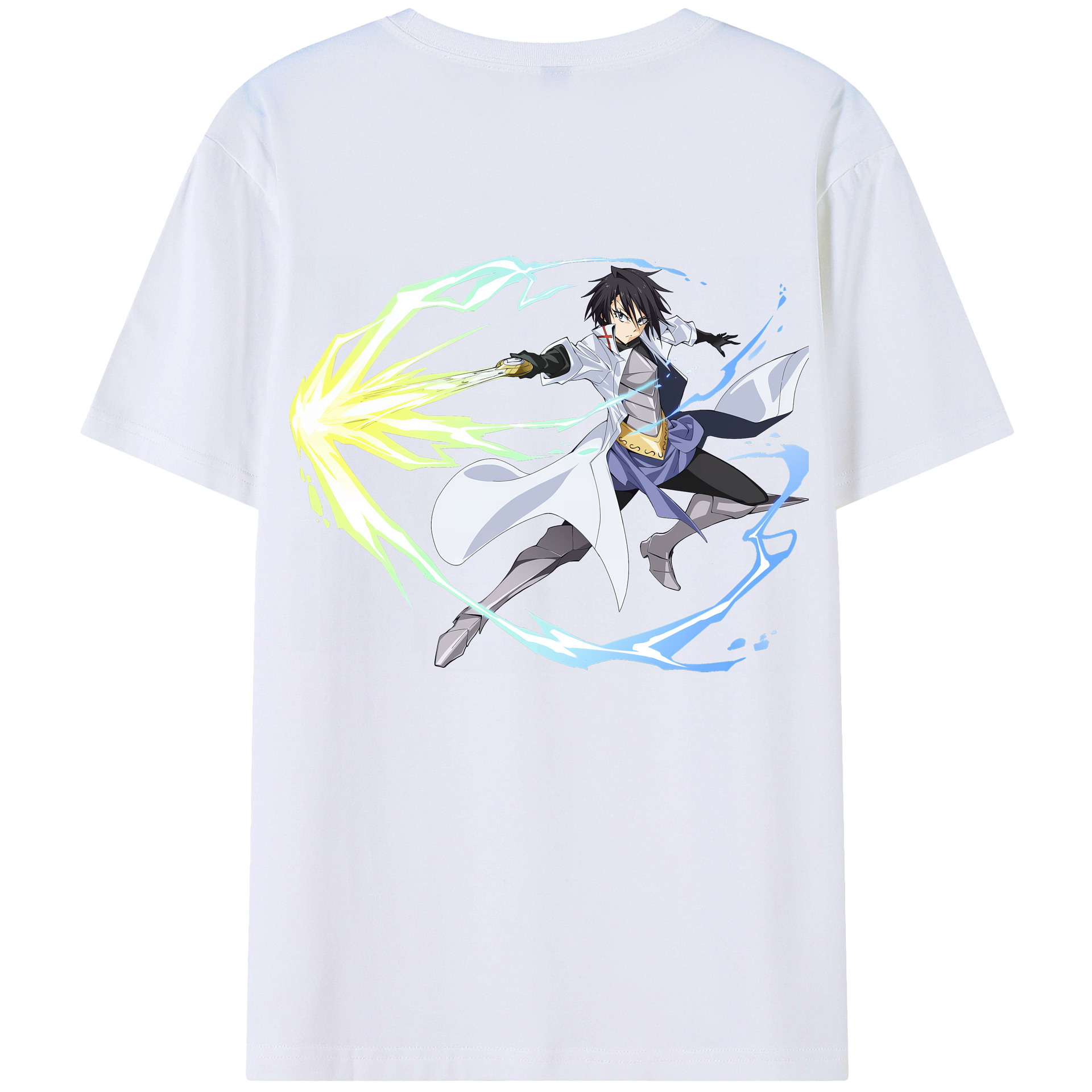 （画像用） 転スラ Regarding Reincarnated to Slime 綿100％ メンズ半袖Tシャツ（バックプリント） 通気性