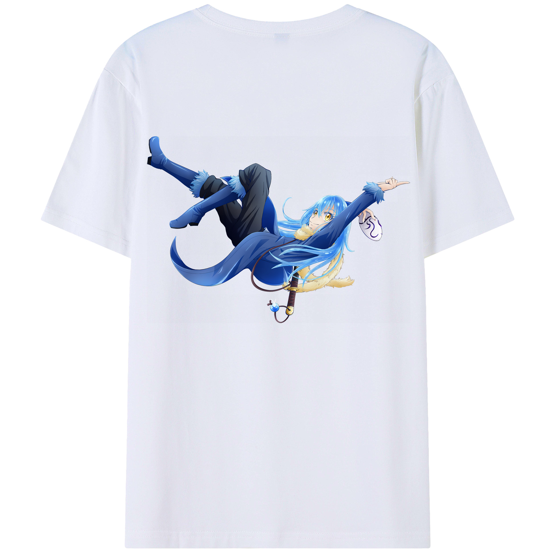 （画像用） 転スラ Regarding Reincarnated to Slime 綿100％ メンズ半袖Tシャツ（バックプリント） 通気性