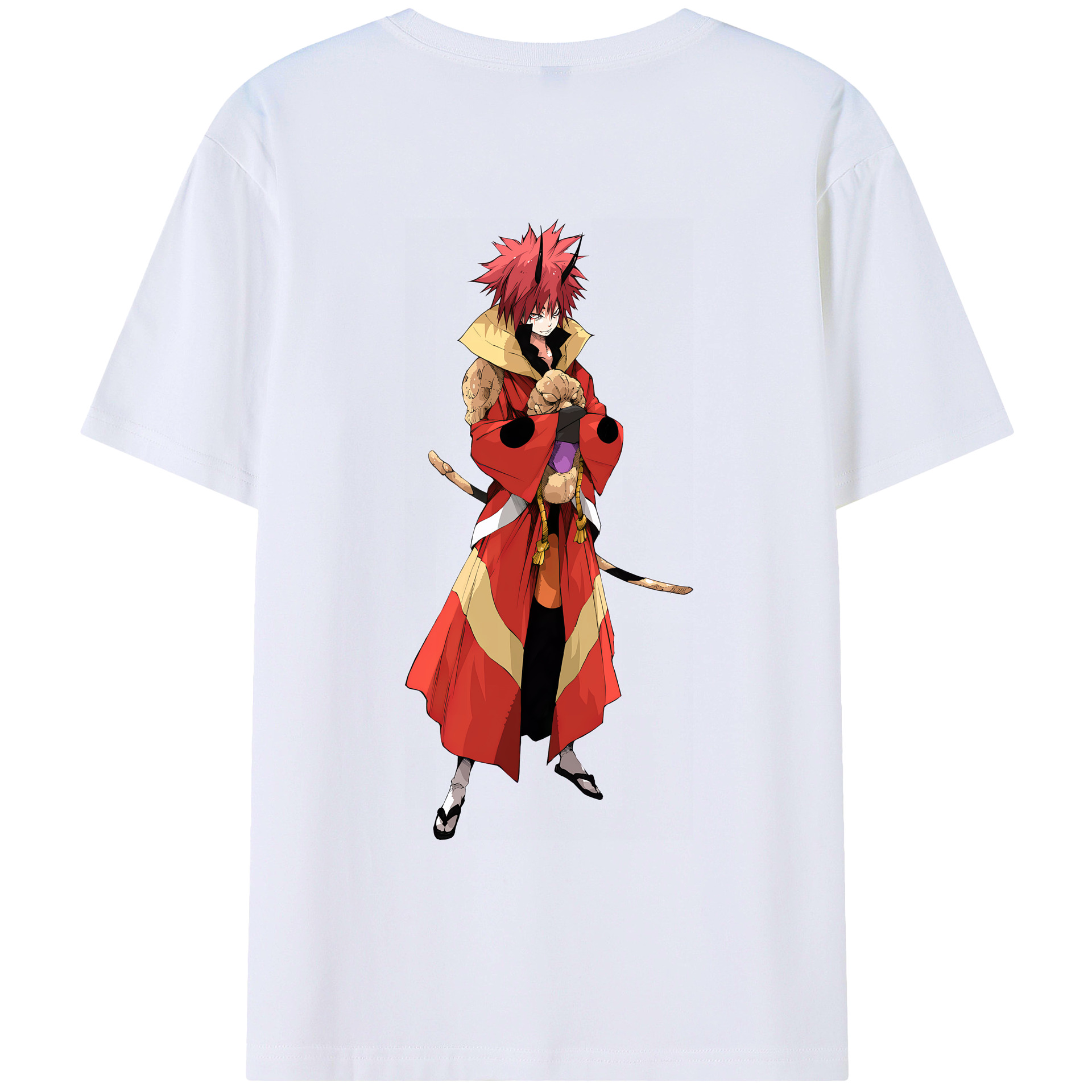 （画像用） 転スラ Regarding Reincarnated to Slime 綿100％ メンズ半袖Tシャツ（バックプリント） 通気性