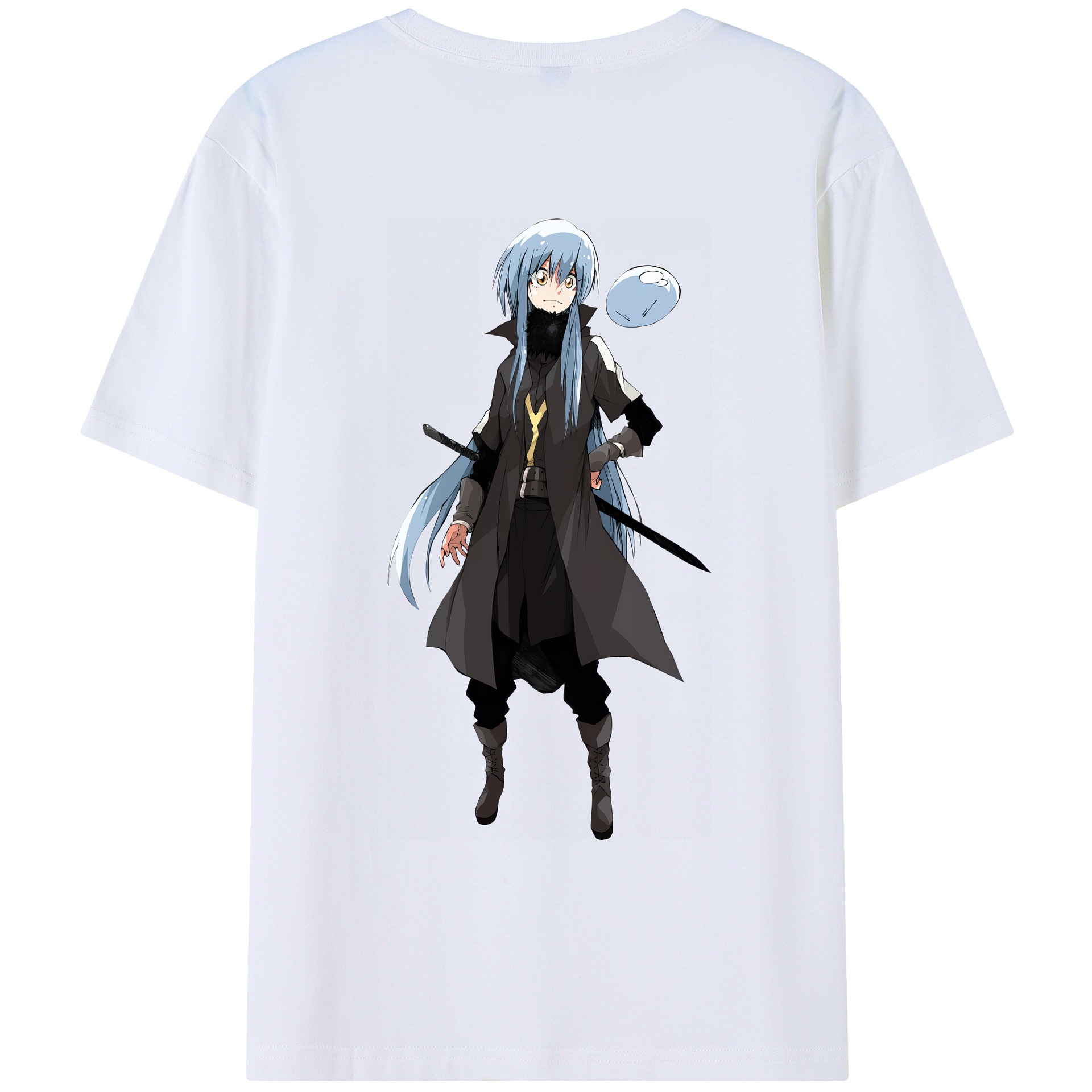 （画像用） 転スラ Regarding Reincarnated to Slime 綿100％ メンズ半袖Tシャツ（バックプリント） 通気性