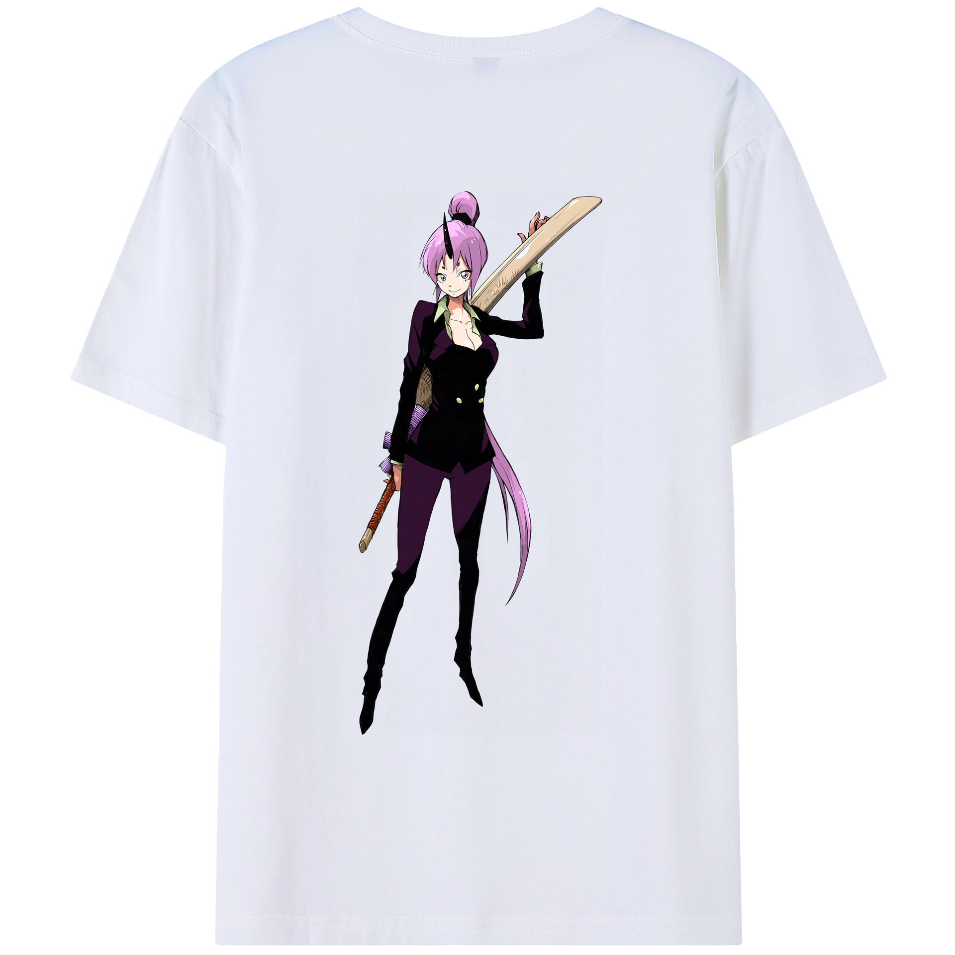 （画像用） 転スラ Regarding Reincarnated to Slime 綿100％ メンズ半袖Tシャツ（バックプリント） 通気性