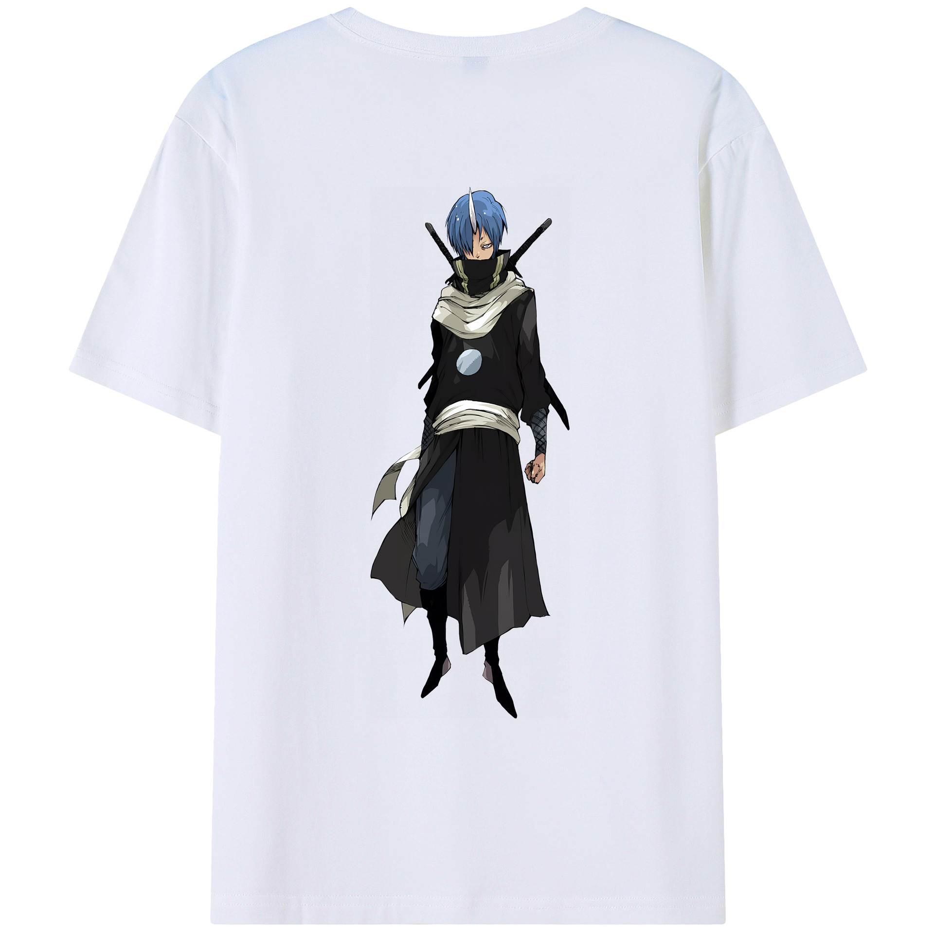 （画像用） 転スラ Regarding Reincarnated to Slime 綿100％ メンズ半袖Tシャツ（バックプリント） 通気性
