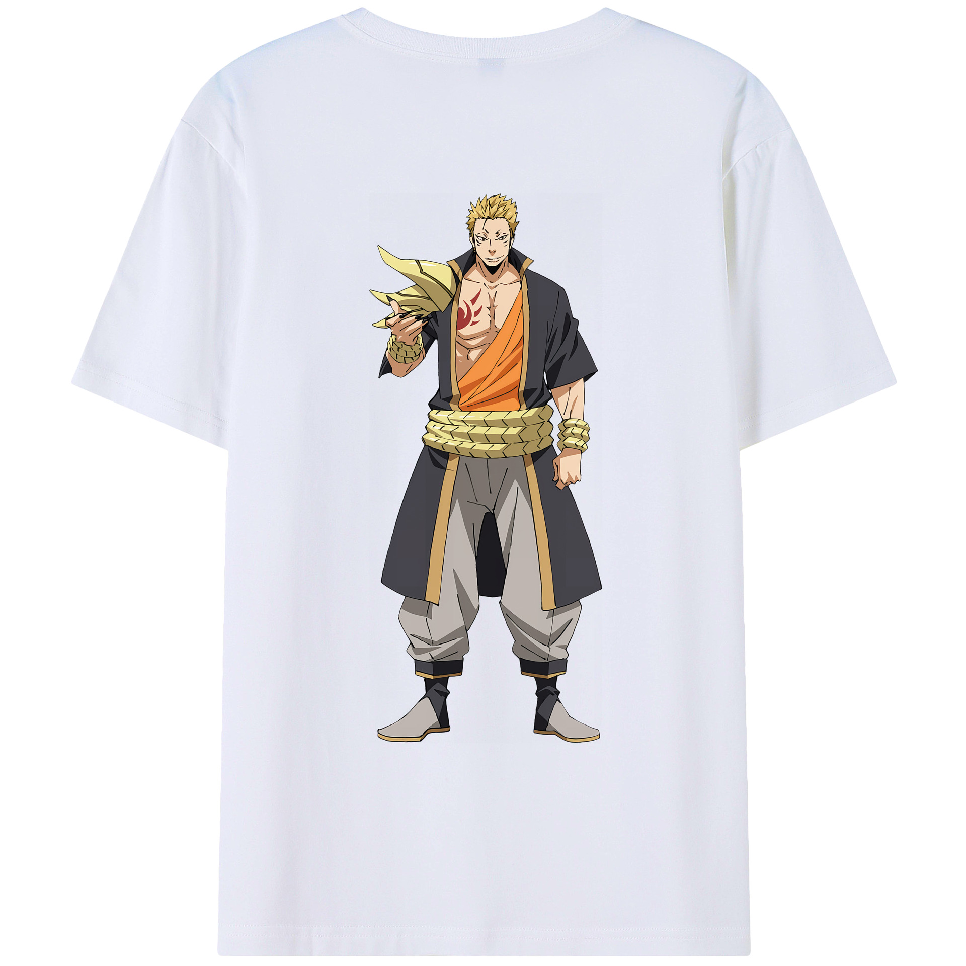 （画像用） 転スラ Regarding Reincarnated to Slime 綿100％ メンズ半袖Tシャツ（バックプリント） 通気性