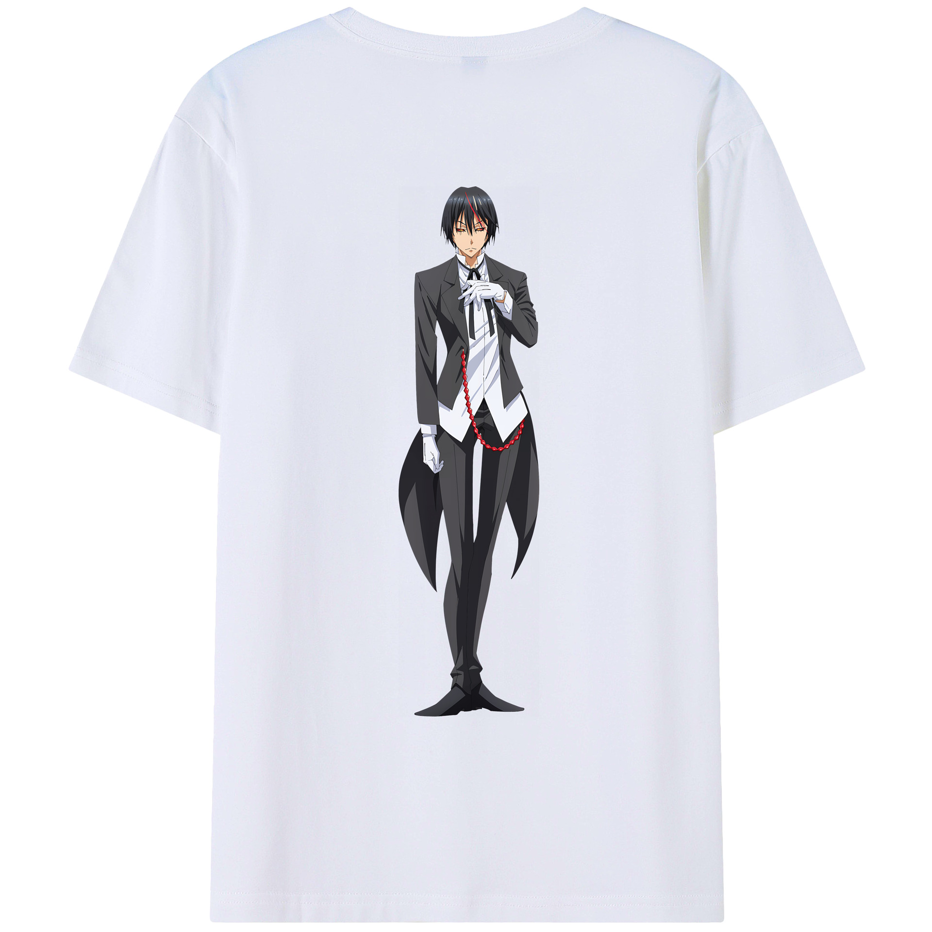 （画像用） 転スラ Regarding Reincarnated to Slime 綿100％ メンズ半袖Tシャツ（バックプリント） 通気性