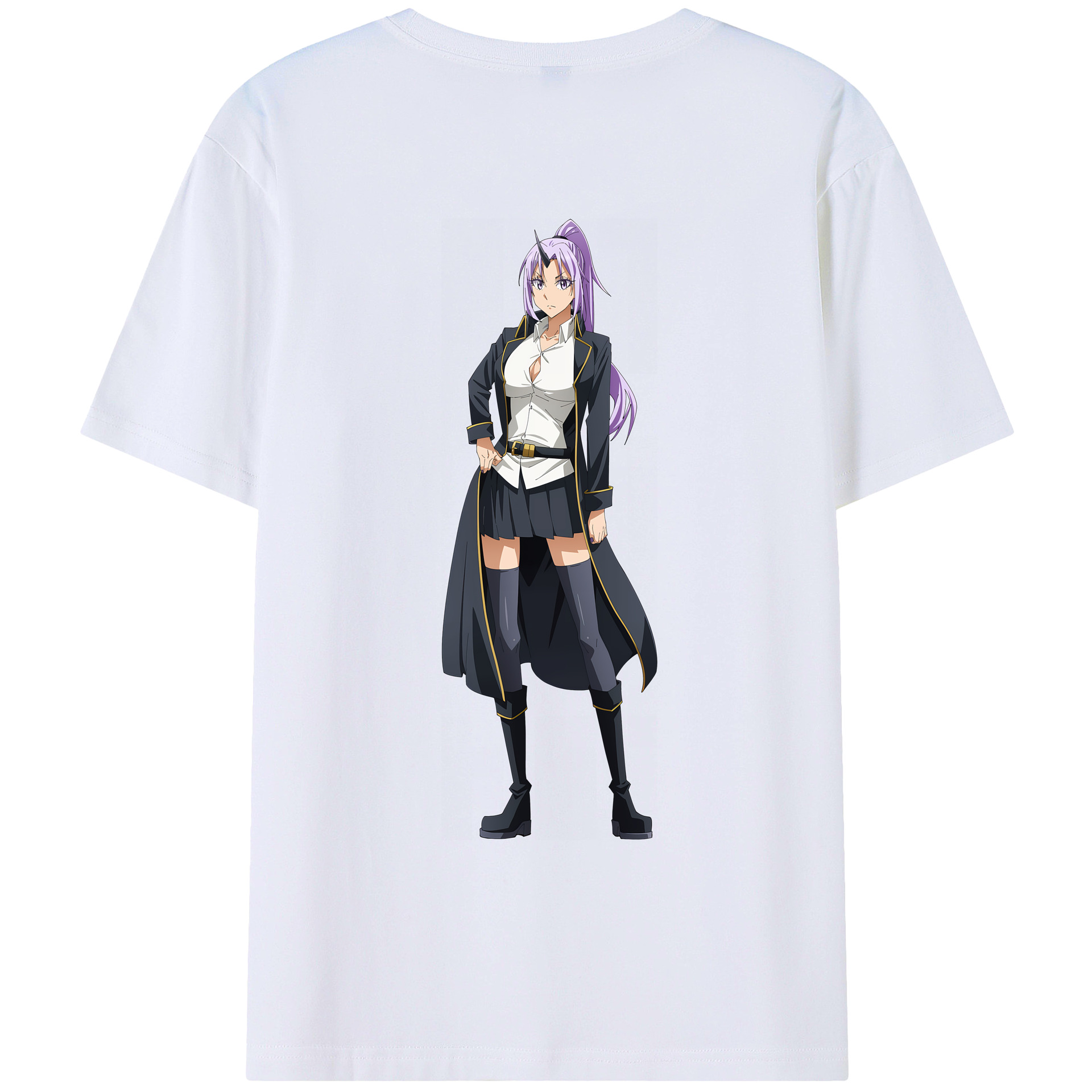 （画像用） 転スラ Regarding Reincarnated to Slime 綿100％ メンズ半袖Tシャツ（バックプリント） 通気性