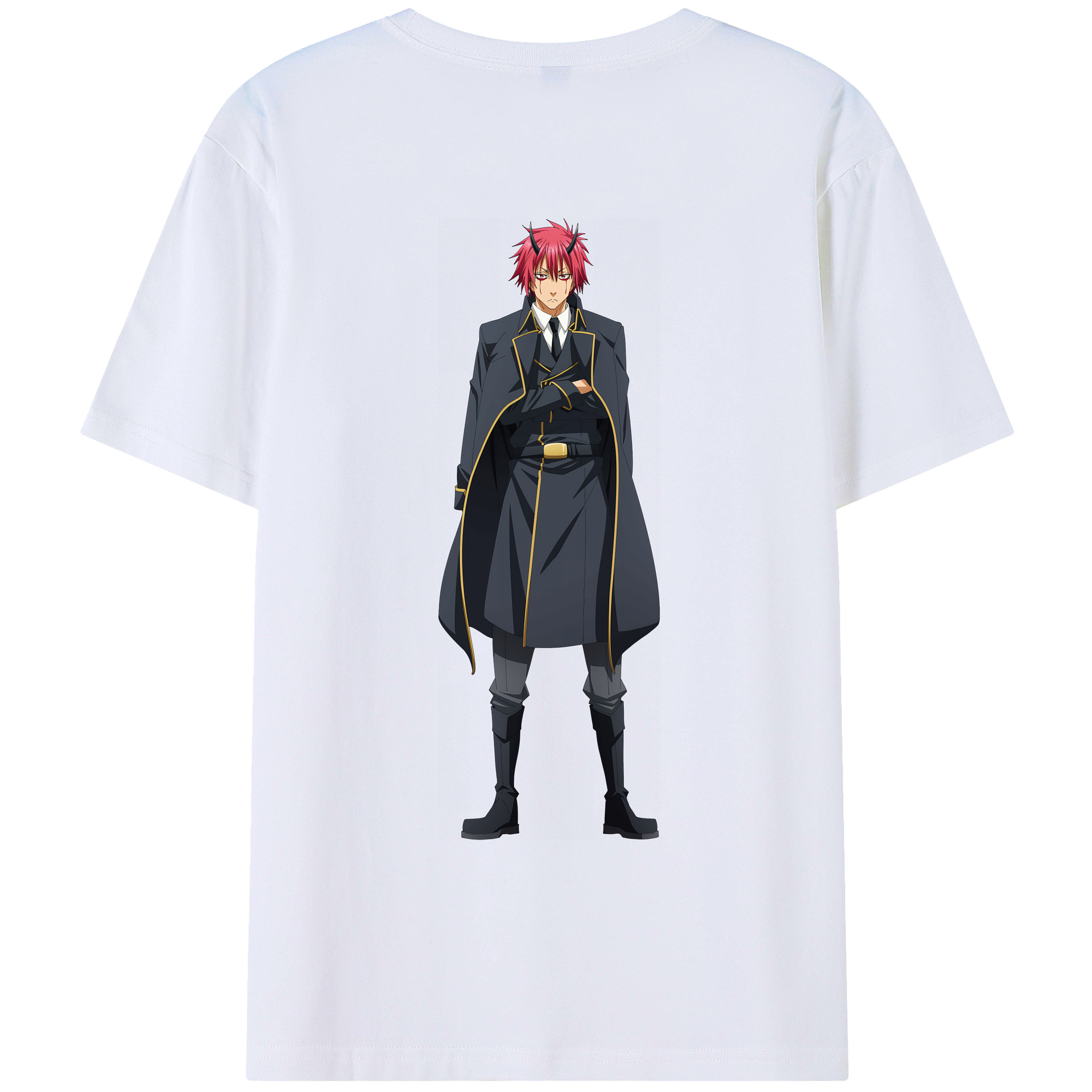 （画像用） 転スラ Regarding Reincarnated to Slime 綿100％ メンズ半袖Tシャツ（バックプリント） 通気性