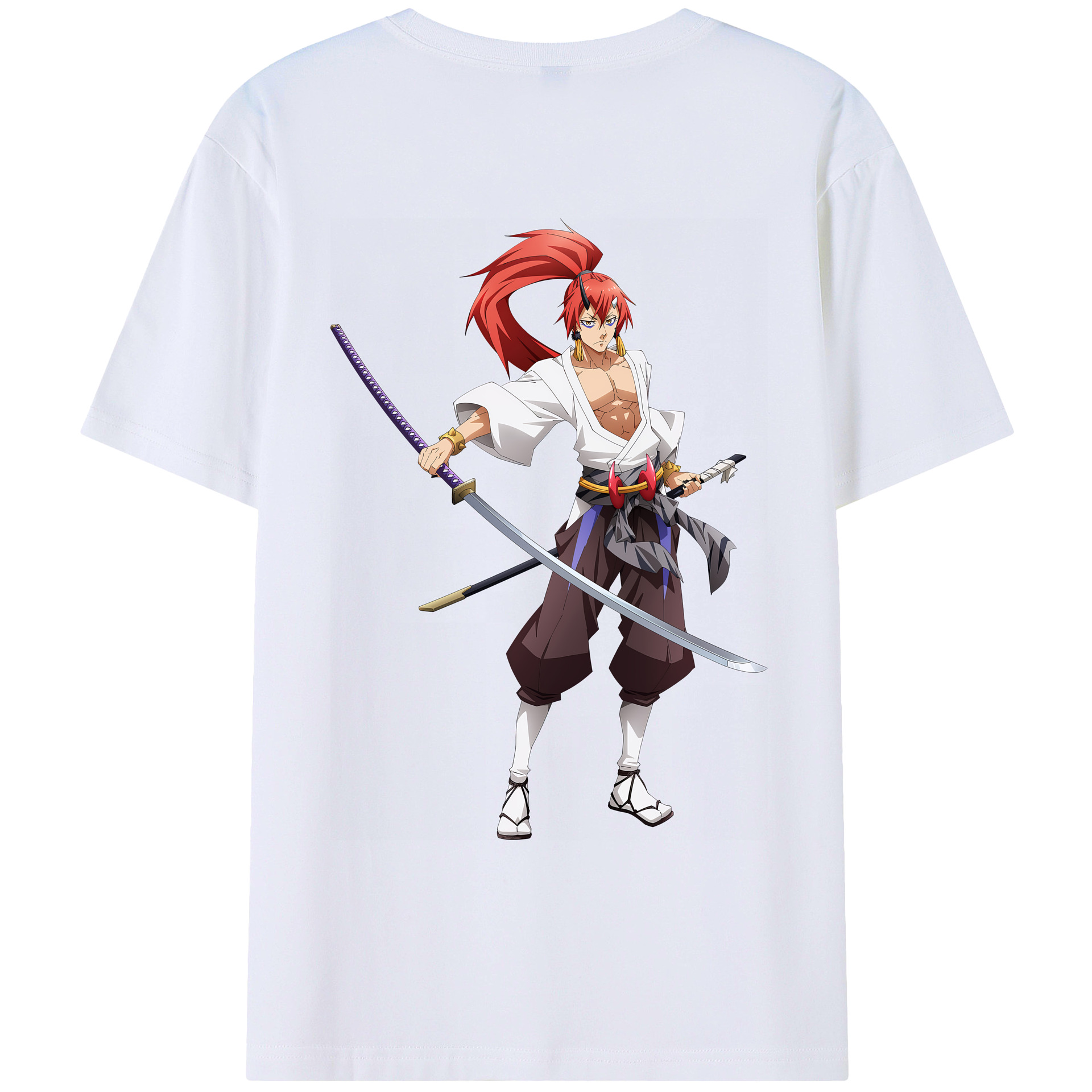 （画像用） 転スラ Regarding Reincarnated to Slime 綿100％ メンズ半袖Tシャツ（バックプリント） 通気性