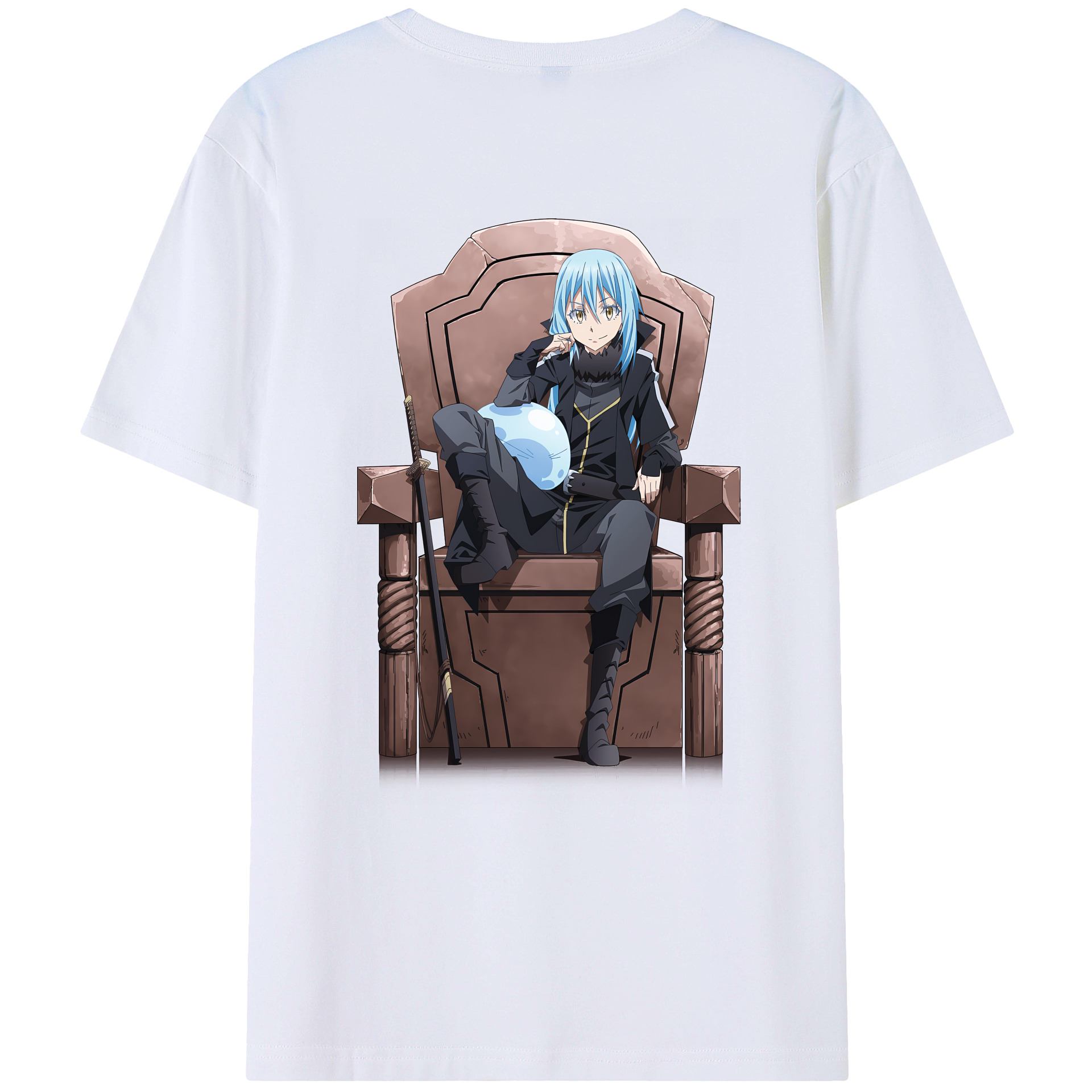 （画像用） 転スラ Regarding Reincarnated to Slime 綿100％ メンズ半袖Tシャツ（バックプリント） 通気性