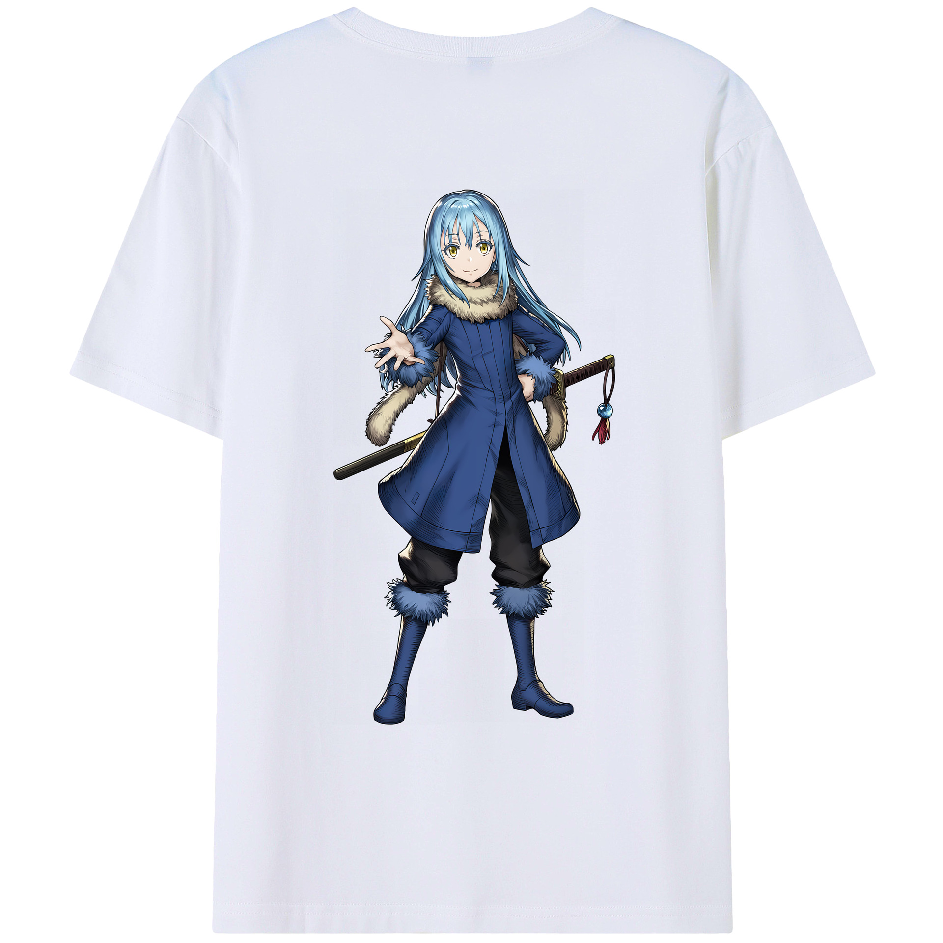 （画像用） 転スラ Regarding Reincarnated to Slime 綿100％ メンズ半袖Tシャツ（バックプリント） 通気性
