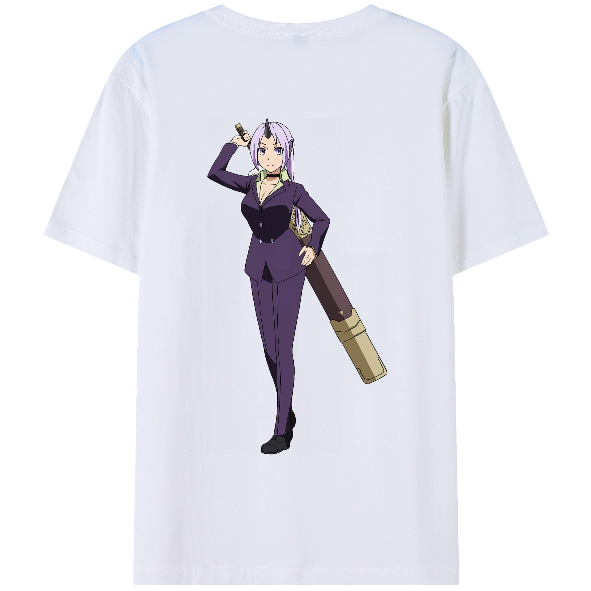 （画像用） 転スラ Regarding Reincarnated to Slime 綿100％ メンズ半袖Tシャツ（バックプリント） 通気性