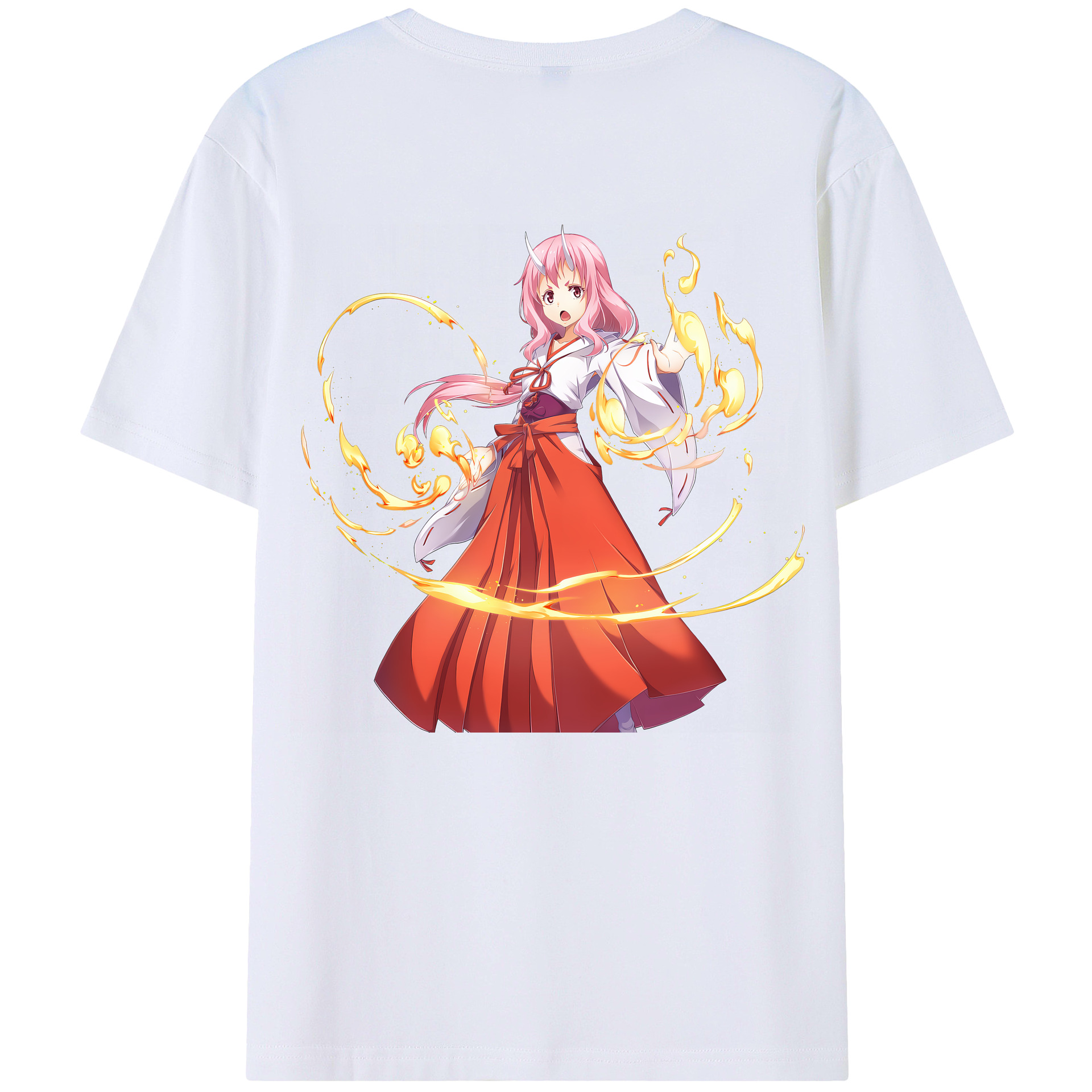 （画像用） 転スラ Regarding Reincarnated to Slime 綿100％ メンズ半袖Tシャツ（バックプリント） 通気性