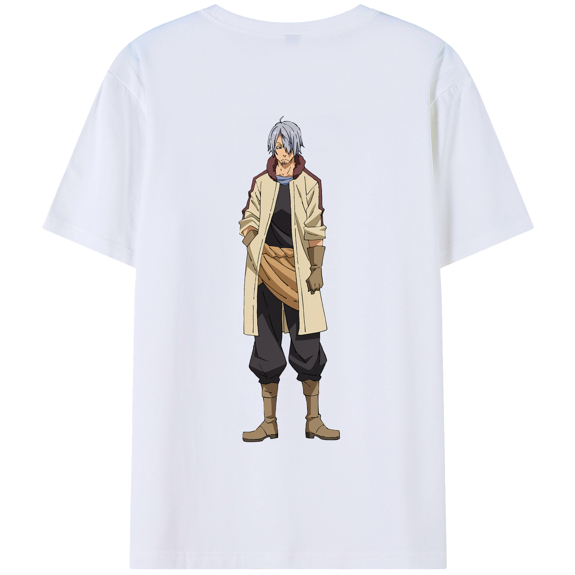 （画像用） 転スラ Regarding Reincarnated to Slime 綿100％ メンズ半袖Tシャツ（バックプリント） 通気性
