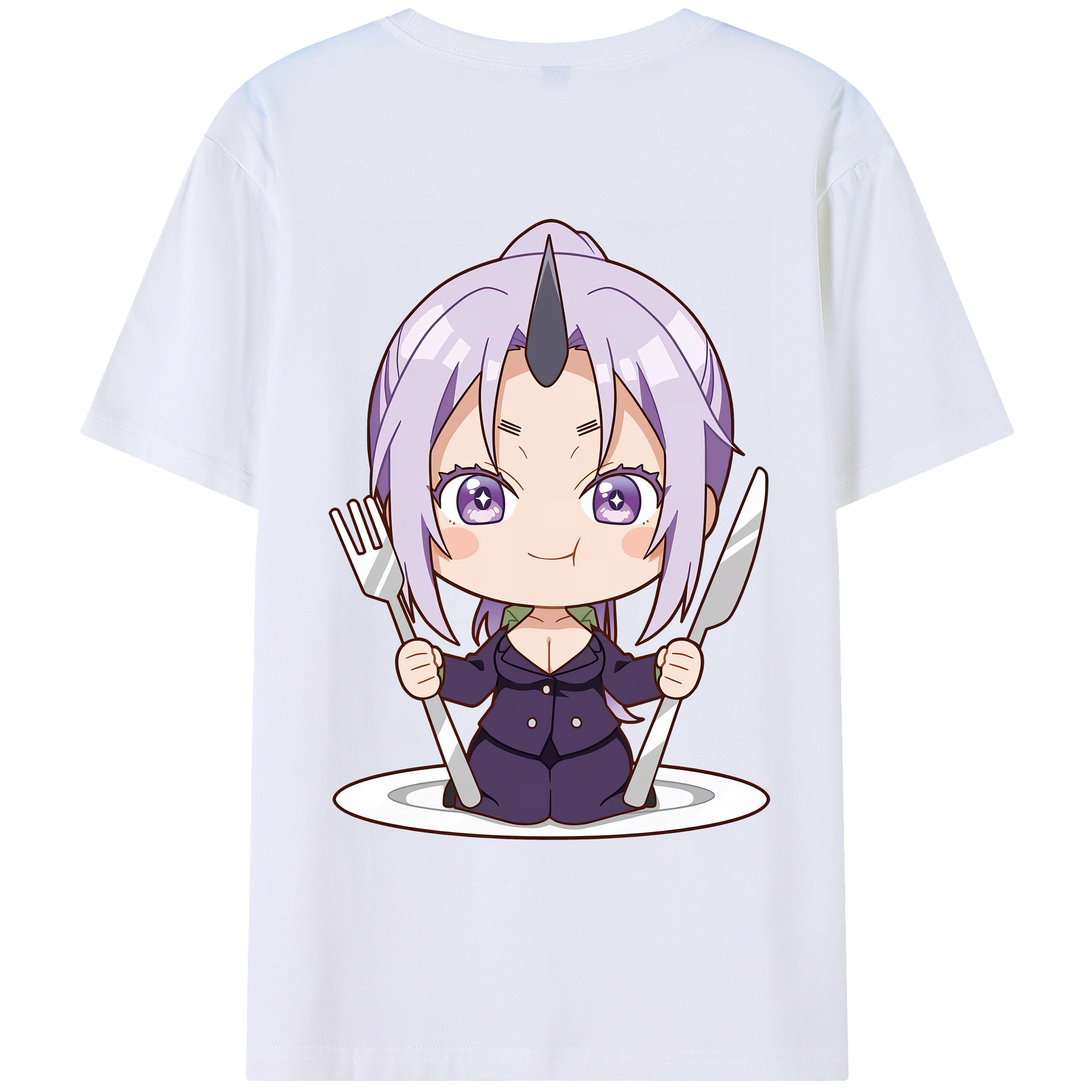 （画像用） 転スラ Regarding Reincarnated to Slime 綿100％ メンズ半袖Tシャツ（バックプリント） 通気性