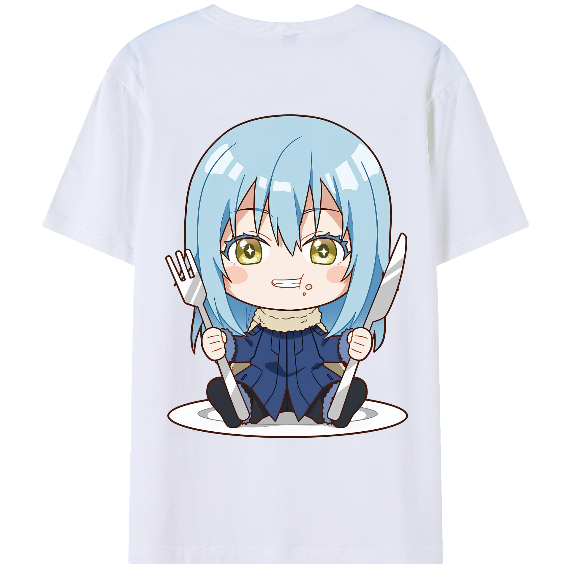 （画像用） 転スラ Regarding Reincarnated to Slime 綿100％ メンズ半袖Tシャツ（バックプリント） 通気性