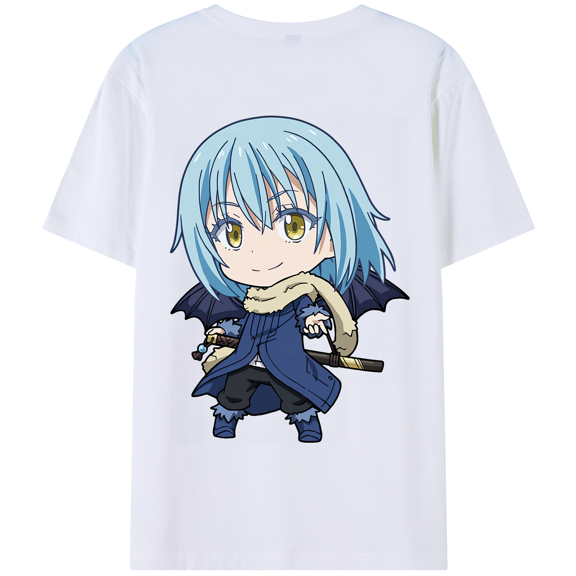 （画像用） 転スラ Regarding Reincarnated to Slime 綿100％ メンズ半袖Tシャツ（バックプリント） 通気性