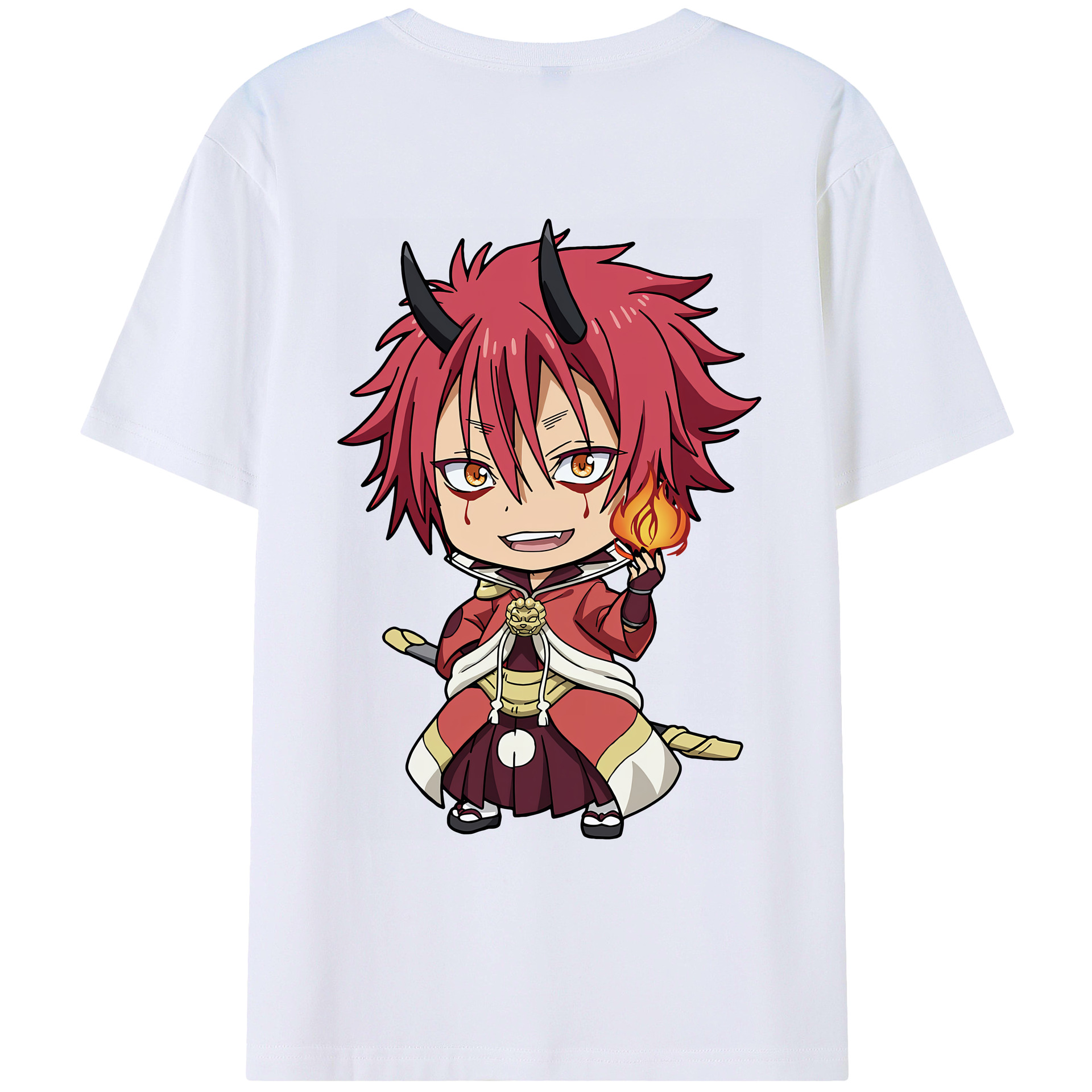 （画像用） 転スラ Regarding Reincarnated to Slime 綿100％ メンズ半袖Tシャツ（バックプリント） 通気性