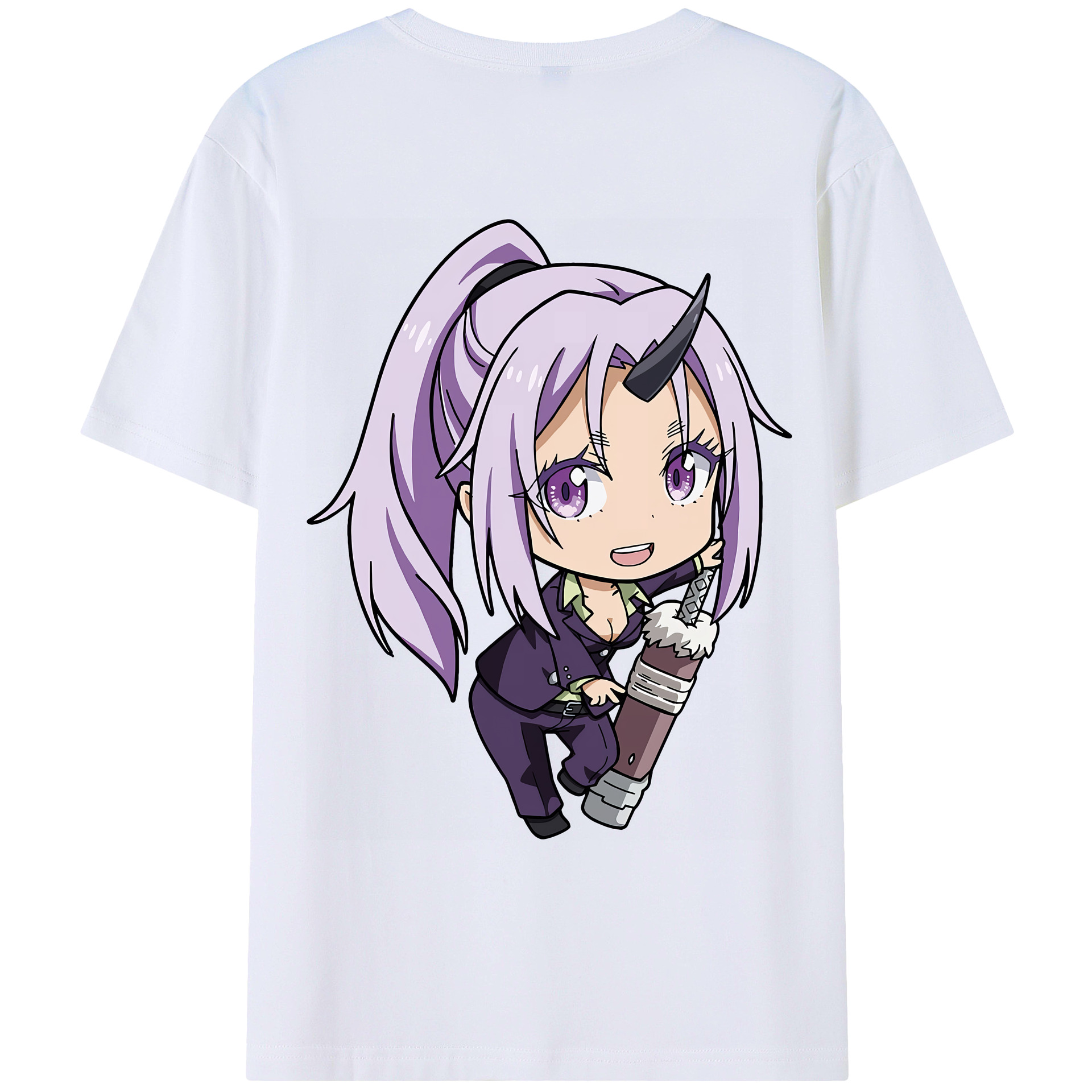 （画像用） 転スラ Regarding Reincarnated to Slime 綿100％ メンズ半袖Tシャツ（バックプリント） 通気性