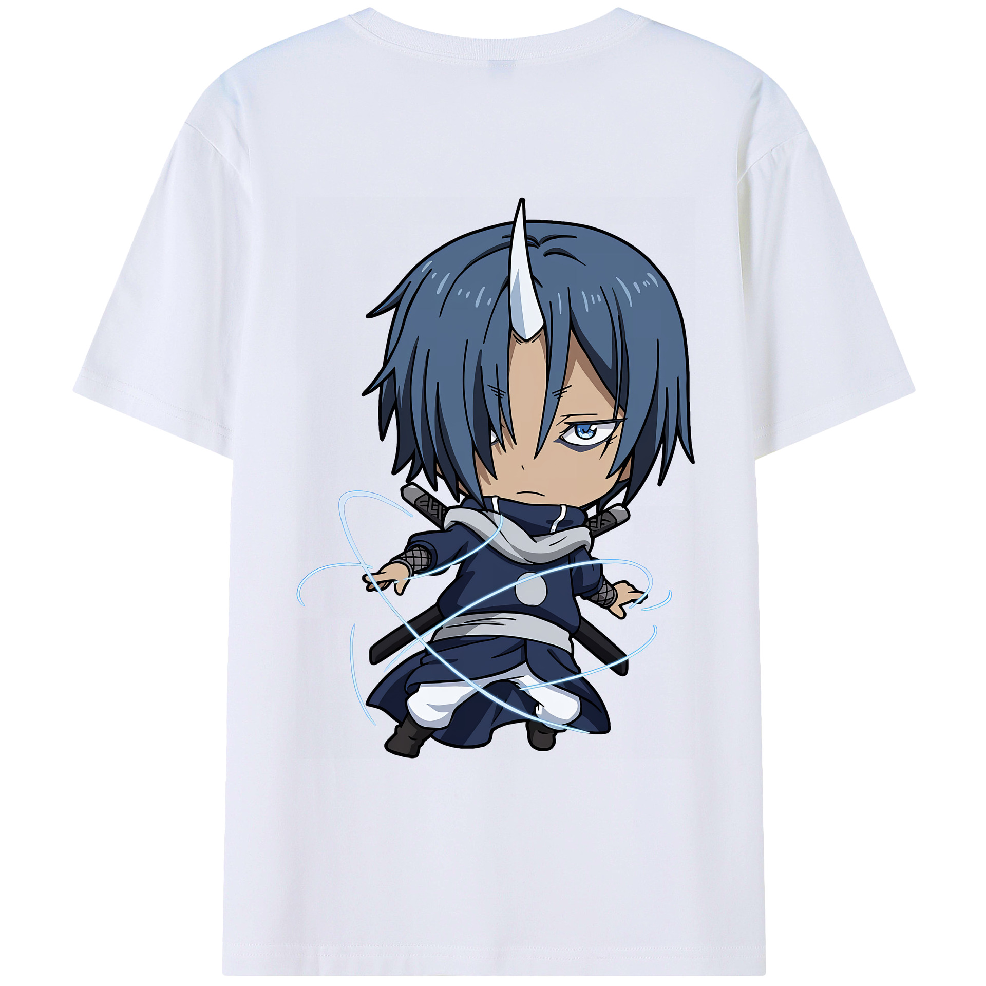 （画像用） 転スラ Regarding Reincarnated to Slime 綿100％ メンズ半袖Tシャツ（バックプリント） 通気性