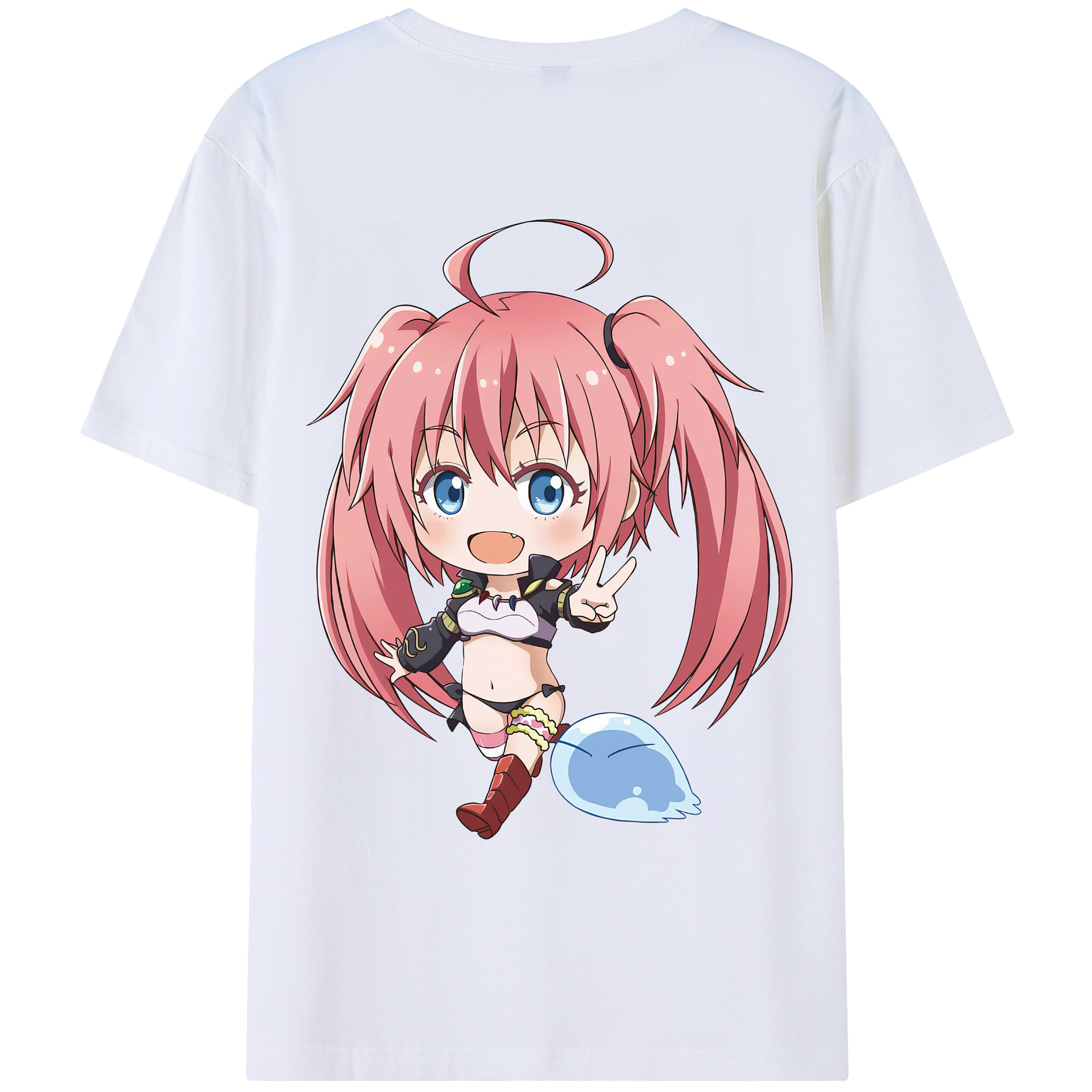 （画像用） 転スラ Regarding Reincarnated to Slime 綿100％ メンズ半袖Tシャツ（バックプリント） 通気性