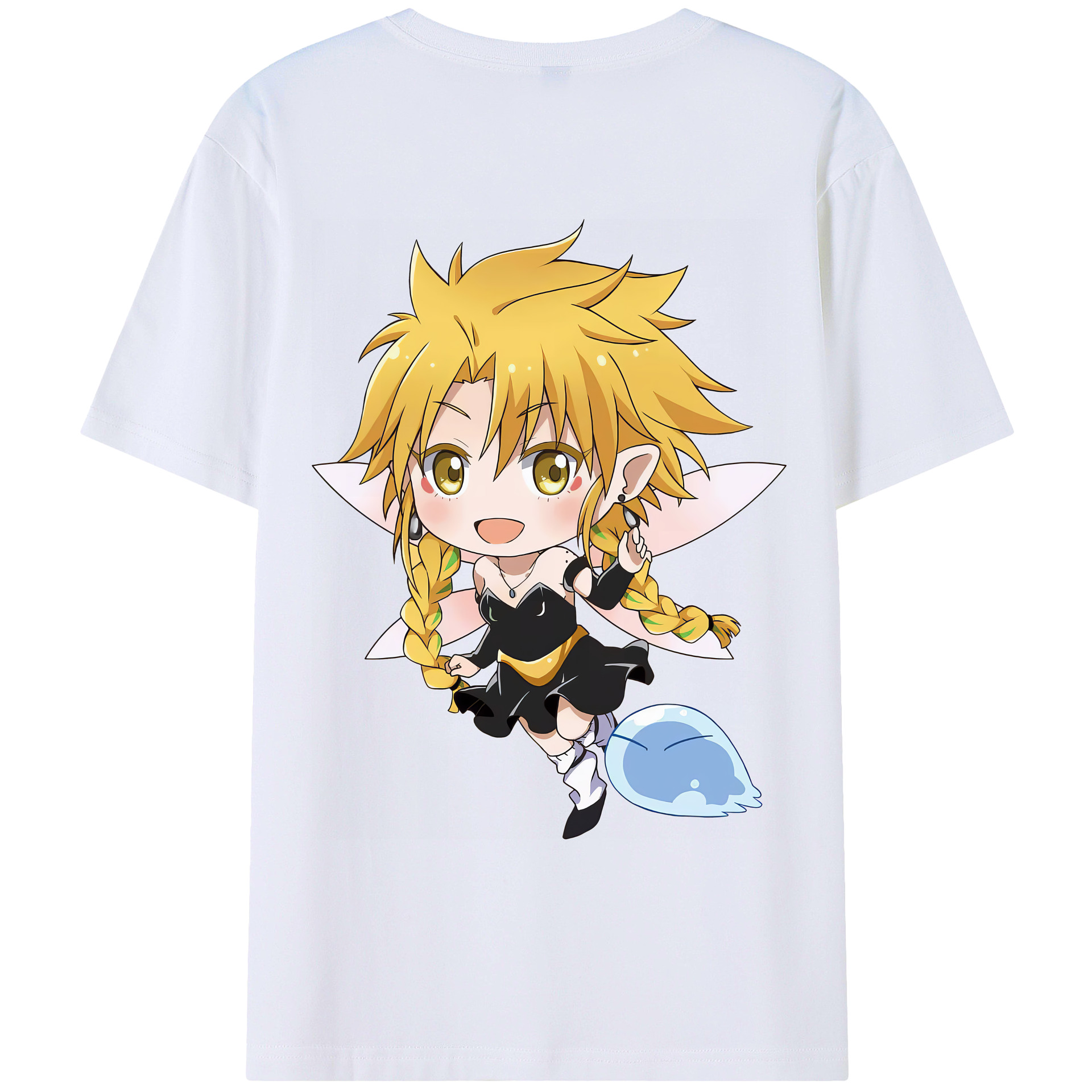 （画像用） 転スラ Regarding Reincarnated to Slime 綿100％ メンズ半袖Tシャツ（バックプリント） 通気性